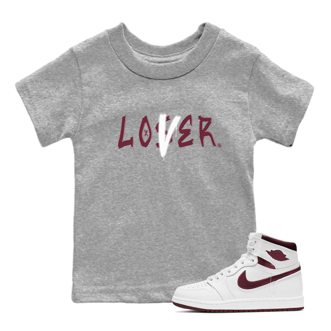 Loser Lover snkmatch Tees Kids - Air Jordan 1 Metallic Burgundy