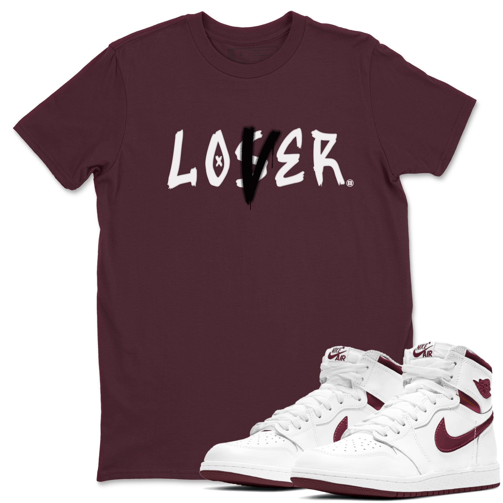 Loser Lover snkmatch Tees - Air Jordan 1 Metallic Burgundy