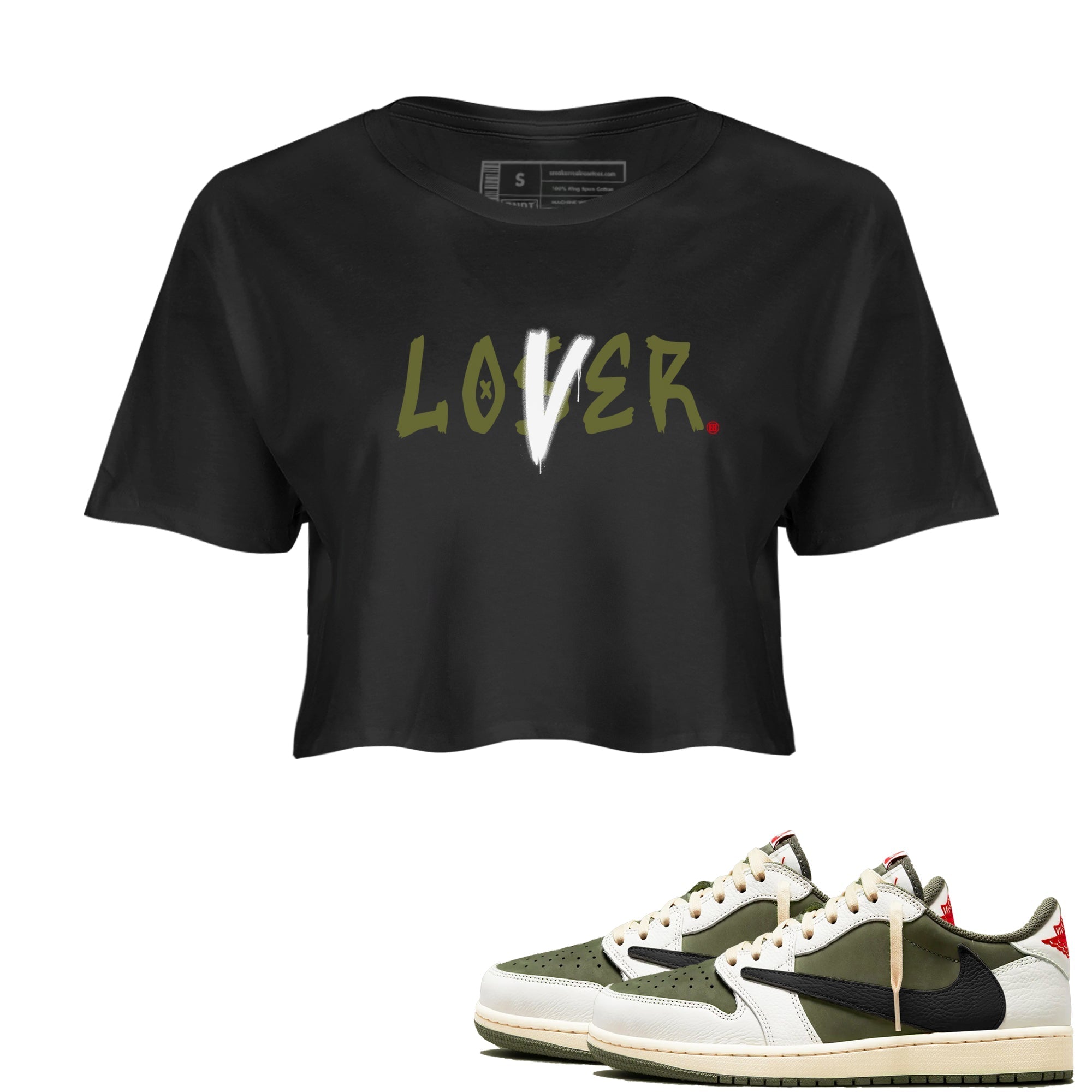 Loser Lover snkmatch Women's Top - Air Jordan 1 Travis Scott Medium Olive