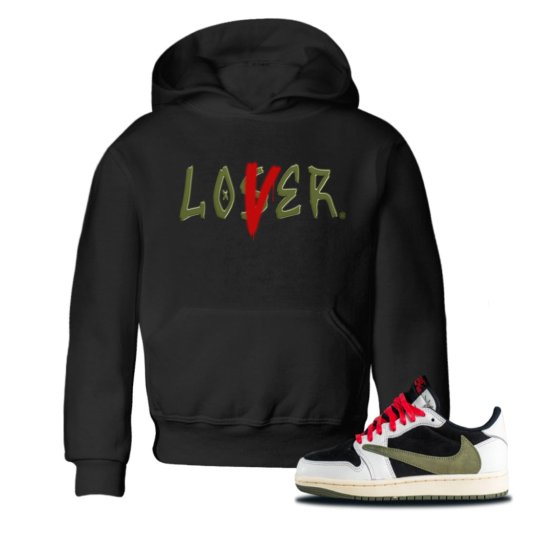 Loser Lover Kids Tops - Air Jordan 1 Travis Scott Olive