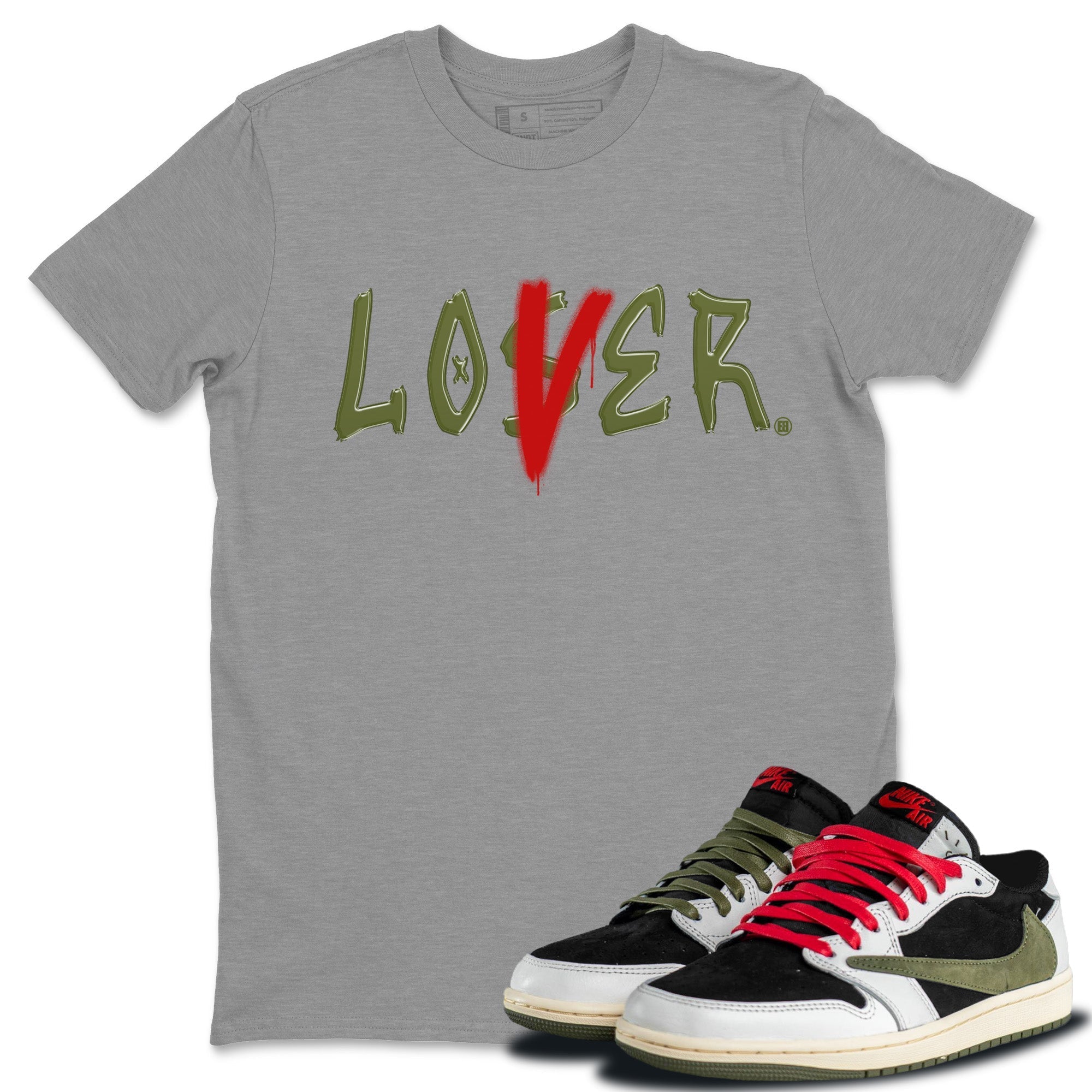 Loser Lover Unisex Tops - Air Jordan 1 Travis Scott Olive