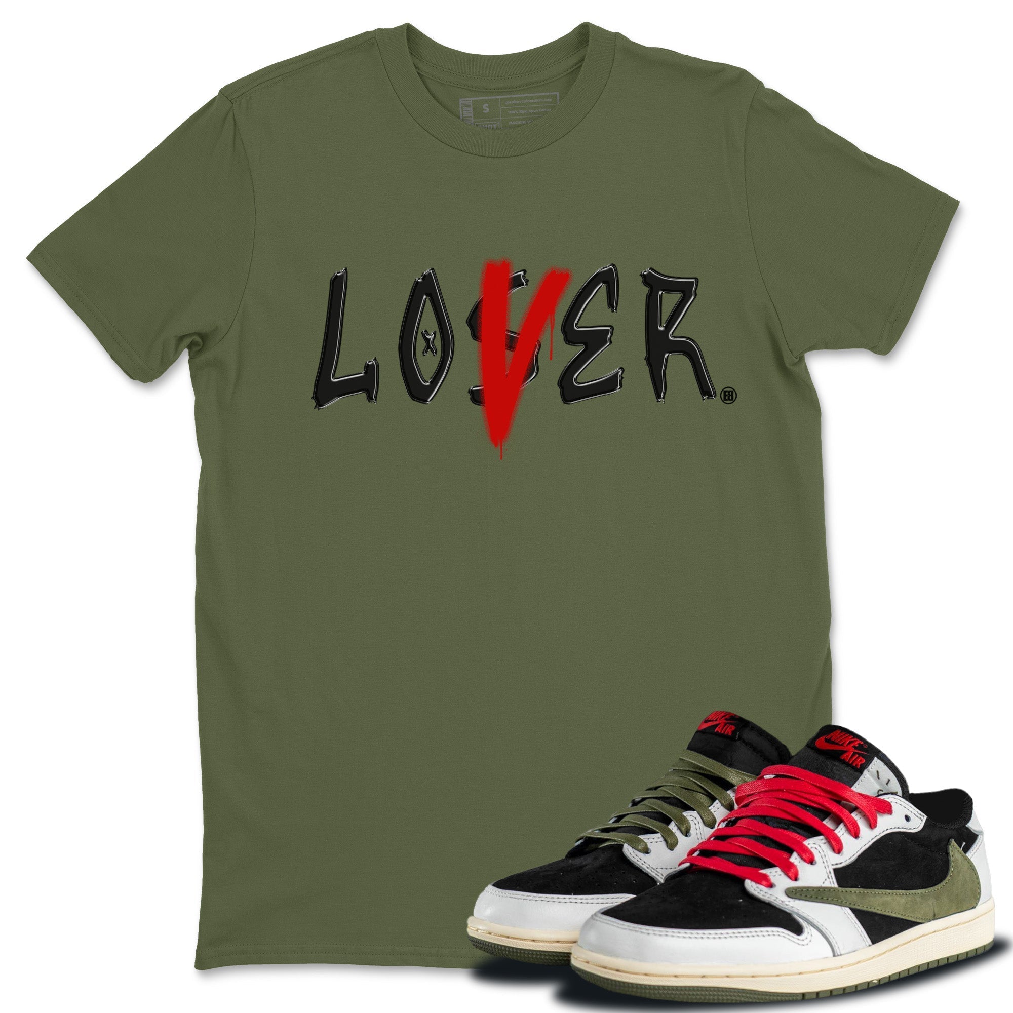 Loser Lover Unisex Tops - Air Jordan 1 Travis Scott Olive