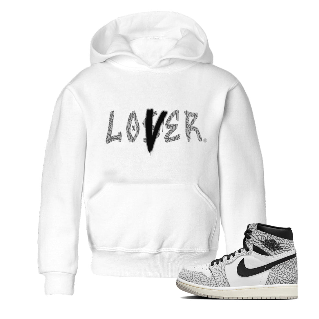Loser Lover Kids Tops - Air Jordan 1 White Cement