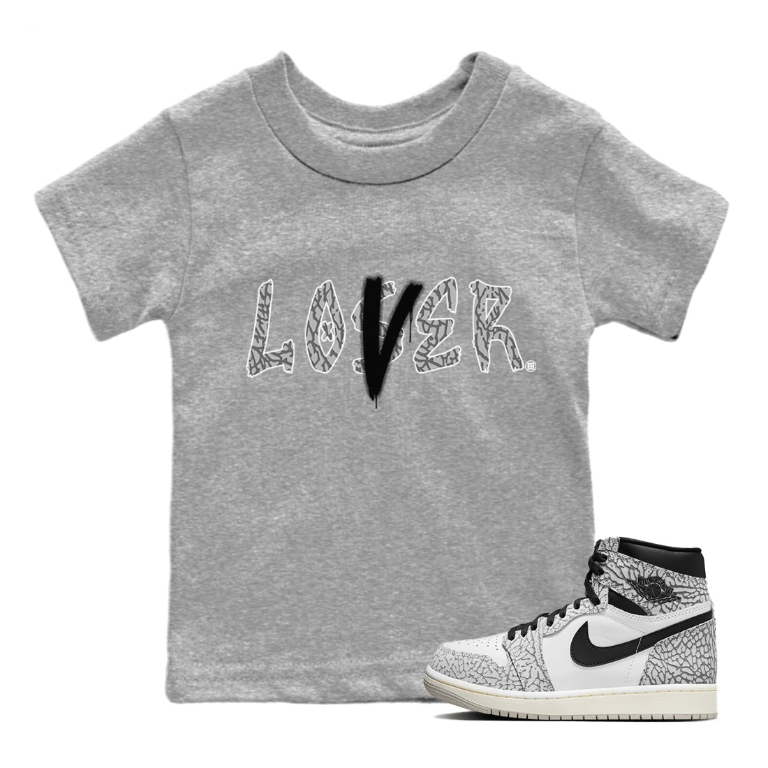 Loser Lover Kids Tops - Air Jordan 1 White Cement