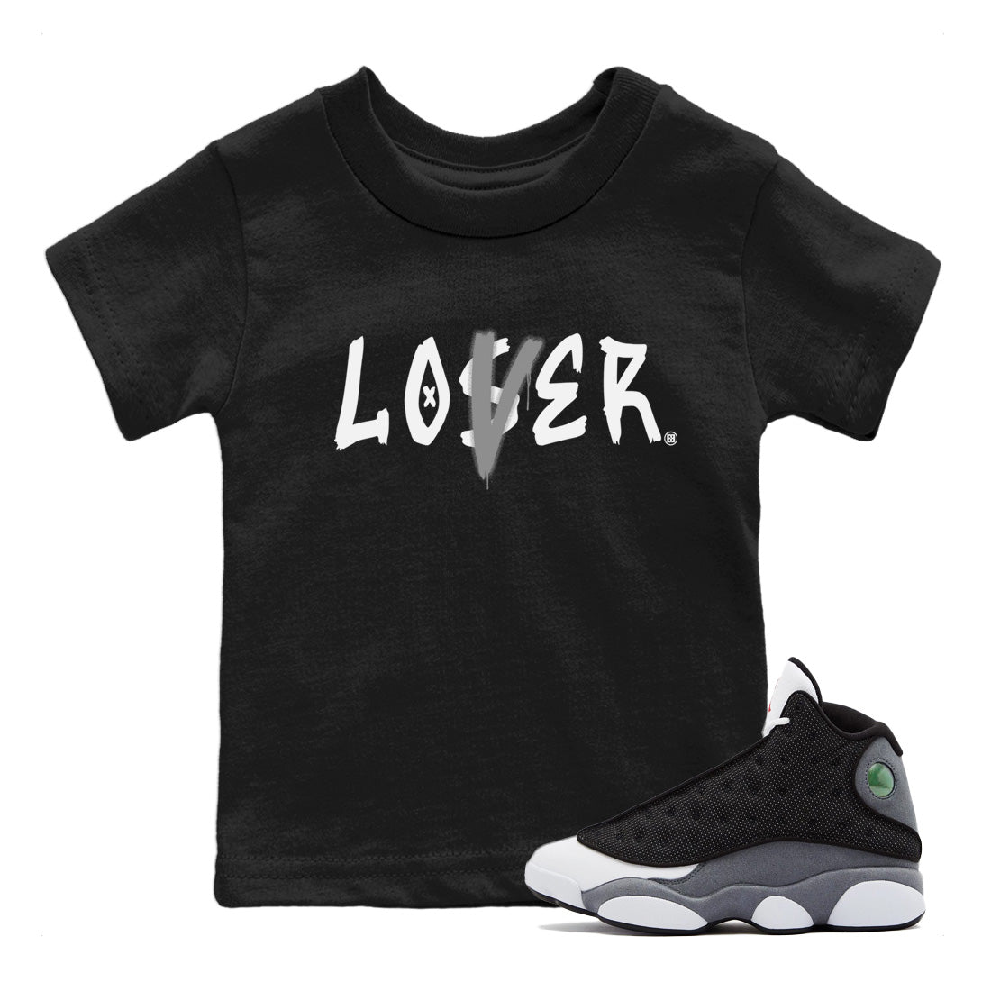 Loser Lover Kids Tops - Air Jordan 13 Black Flint