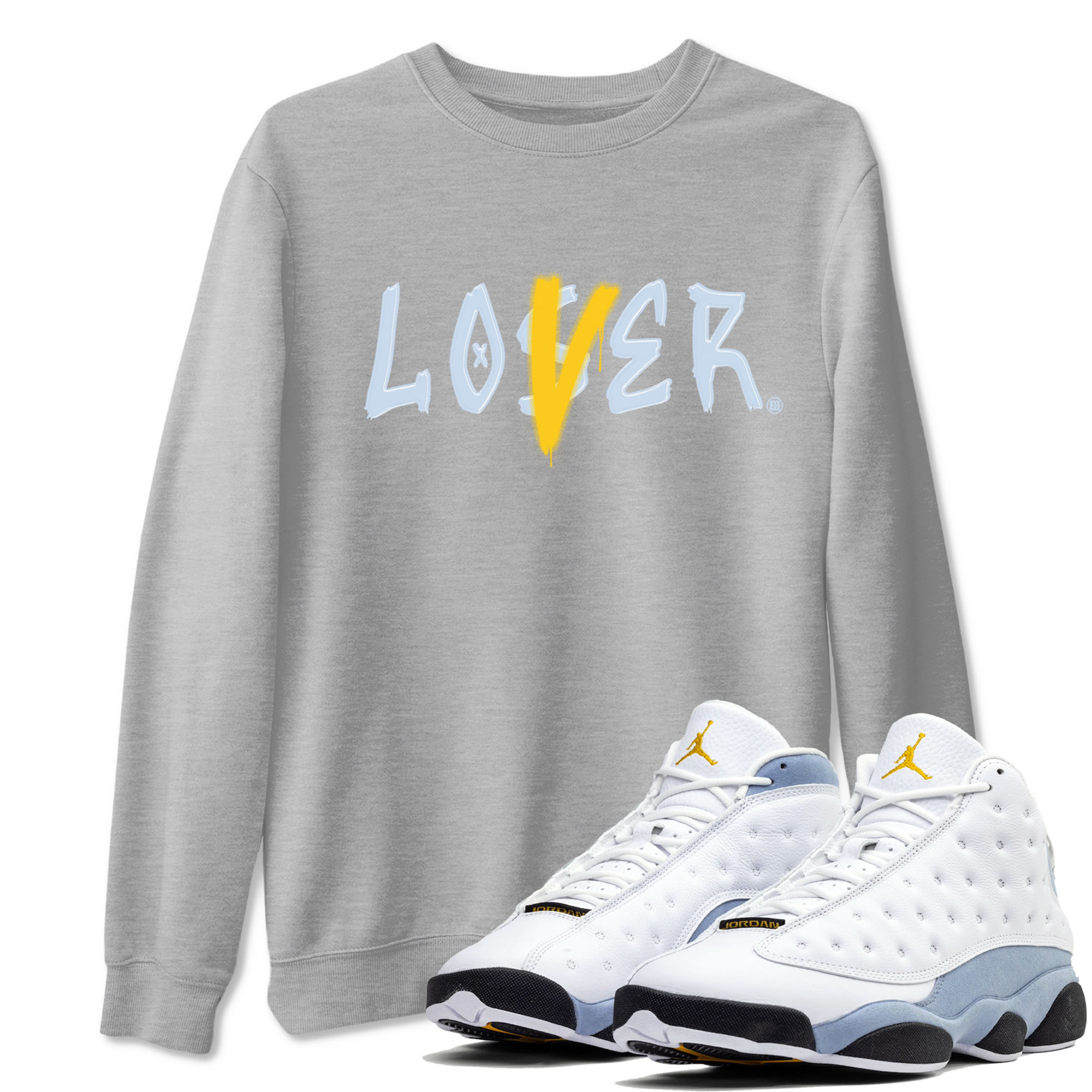 Loser Lover snkmatch Tees - Air Jordan 13 Blue Grey