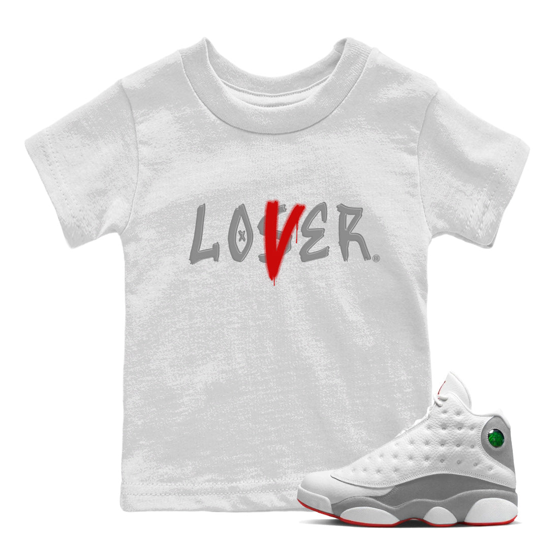 Loser Lover Kids Tops - Air Jordan 13 Wolf Grey