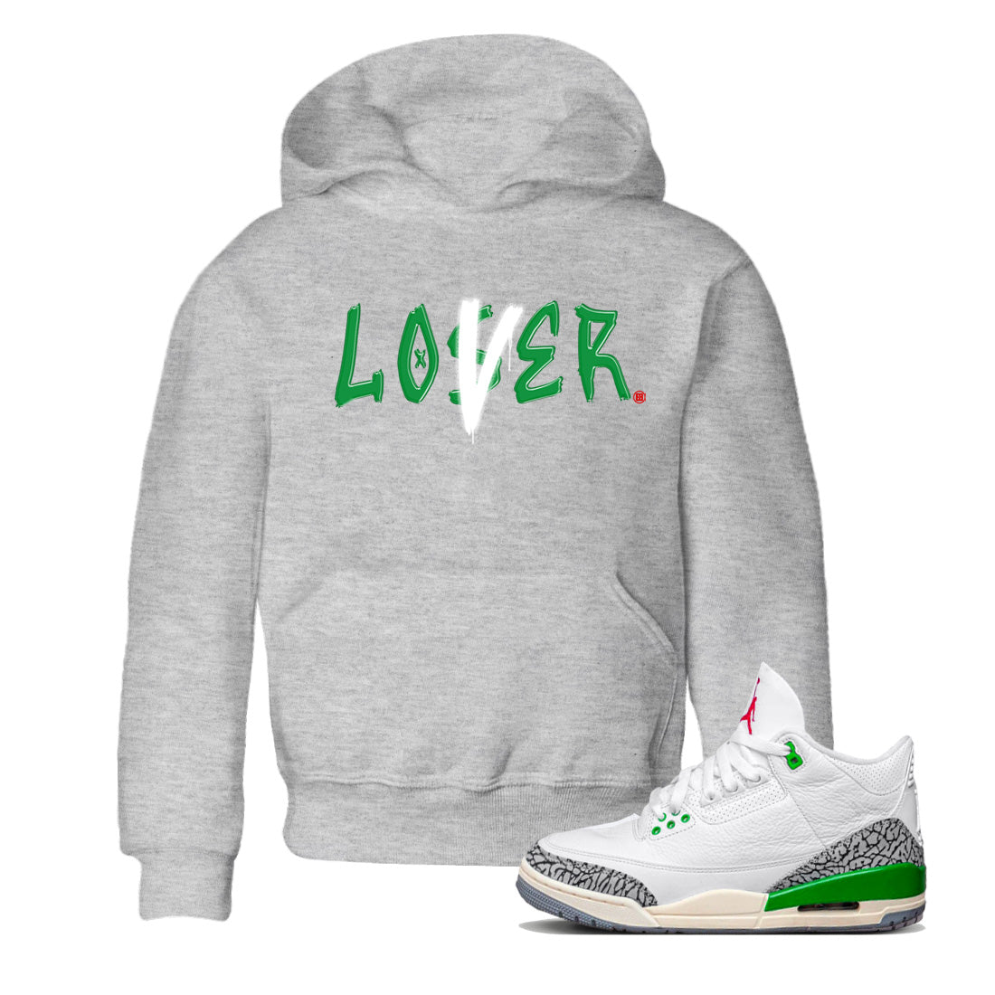 Loser Lover Kids Tops - Air Jordan 3 Lucky Green