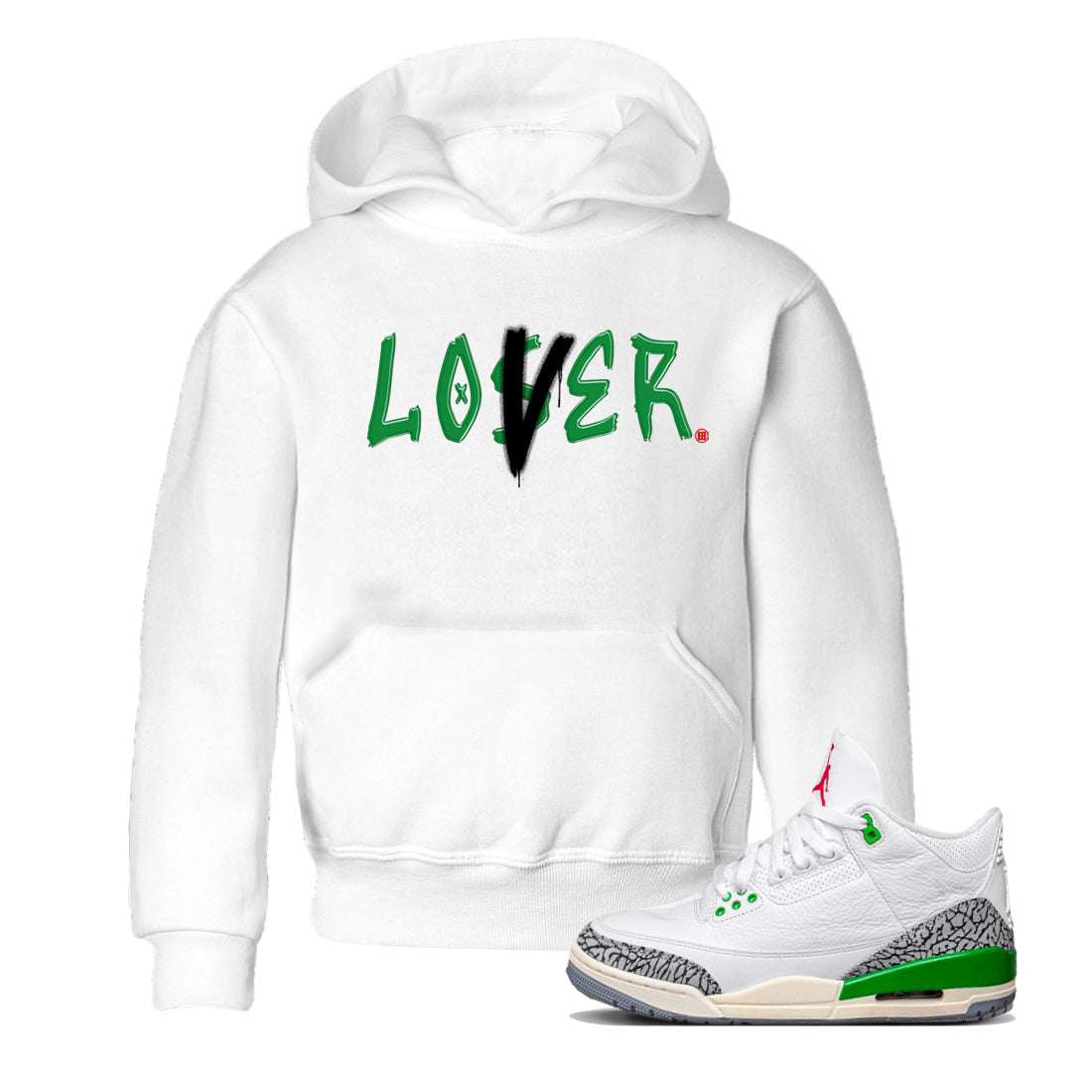 Loser Lover Kids Tops - Air Jordan 3 Lucky Green