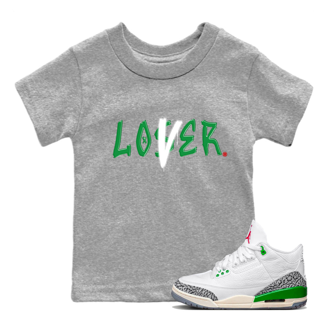 Loser Lover Kids Tops - Air Jordan 3 Lucky Green