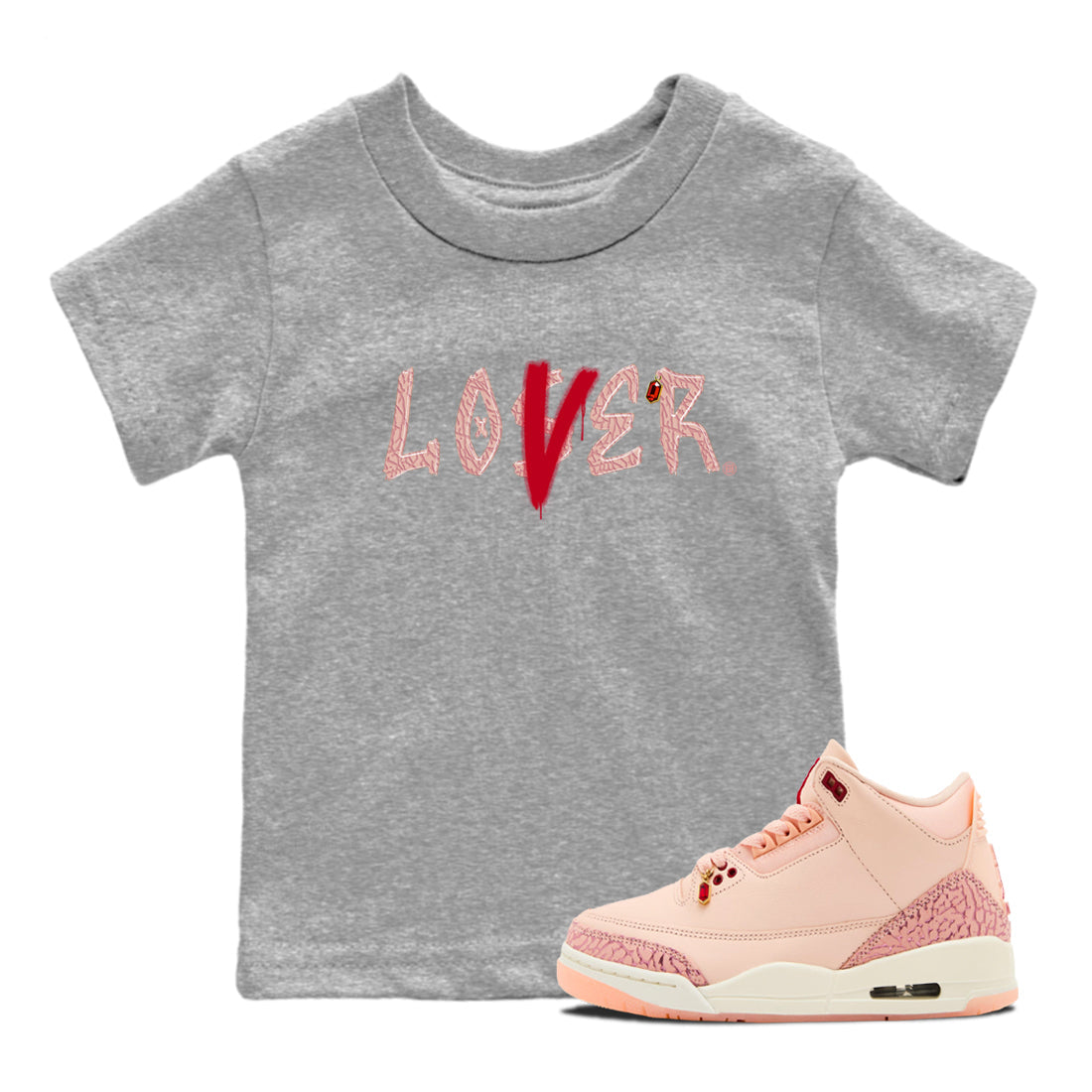 Loser Lover snkmatch Tees Kids - Air Jordan 3 Valentines Day