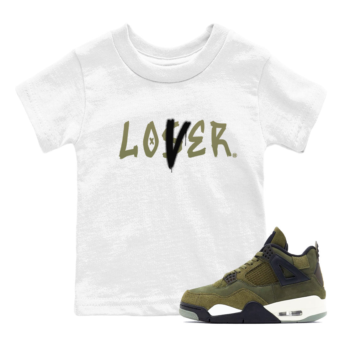 Loser Lover snkmatch Tee Kids - Air Jordan 4 Medium Olive