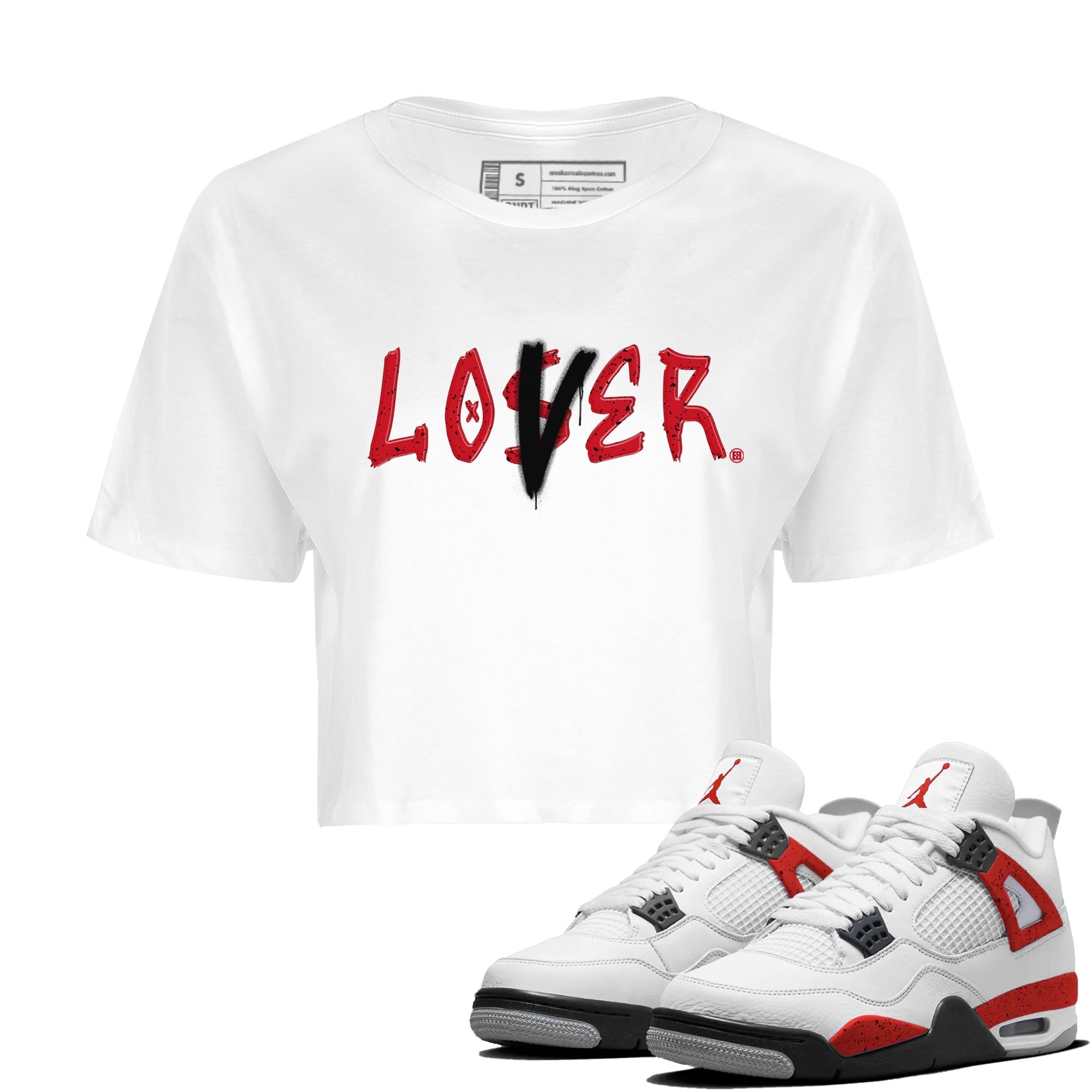 Loser Lover Women's Tops - Air Jordan 4 Red Cement