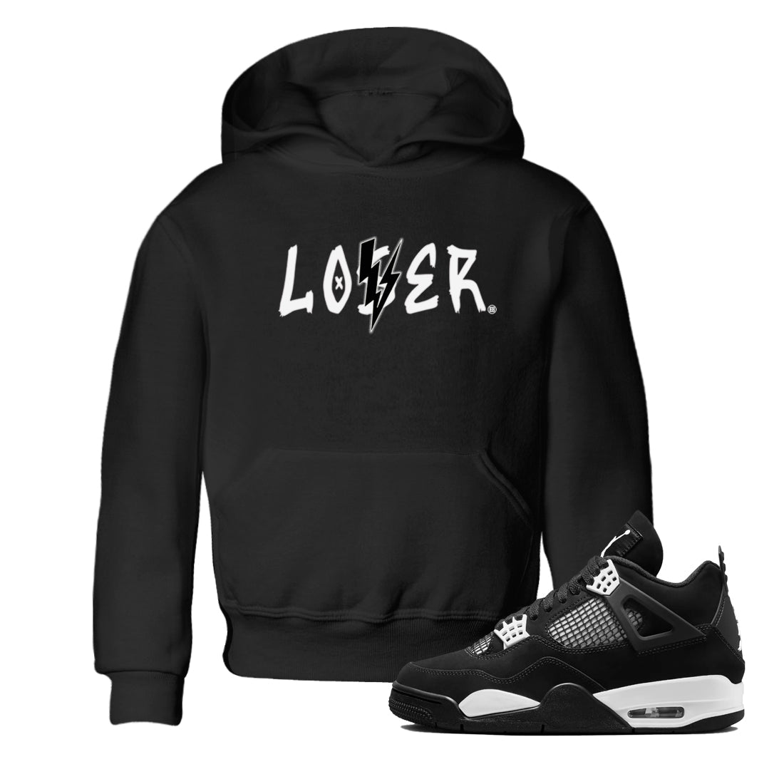 Loser Lover snkmatch Tees Kids - Air Jordan 4 White Thunder