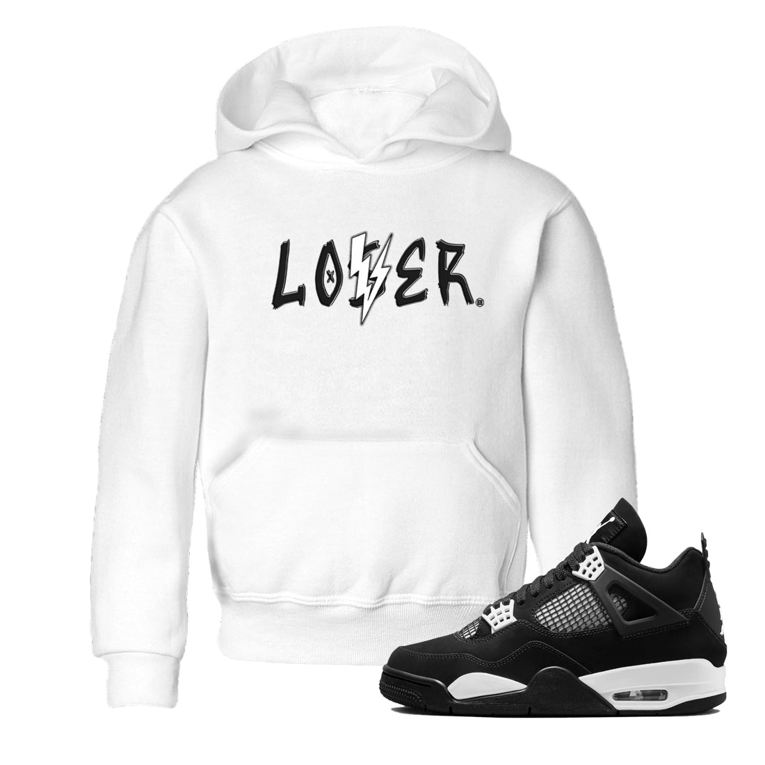 Loser Lover snkmatch Tees Kids - Air Jordan 4 White Thunder