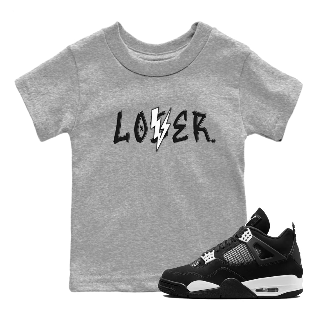 Loser Lover snkmatch Tees Kids - Air Jordan 4 White Thunder