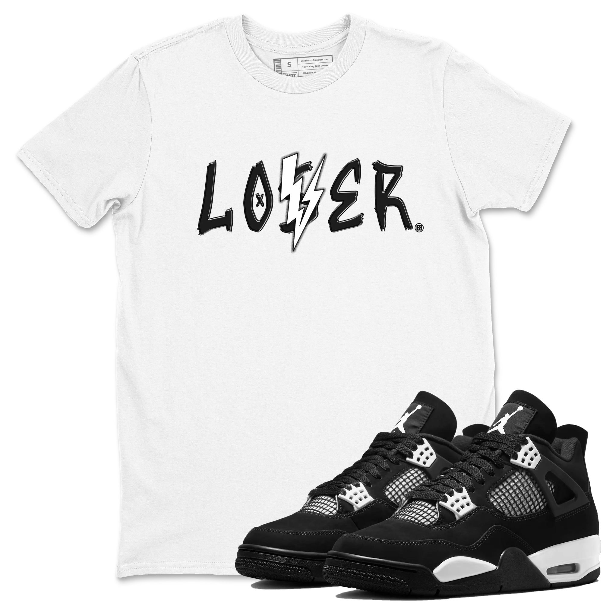 Loser Lover snkmatch Tees - Air Jordan 4 White Thunder