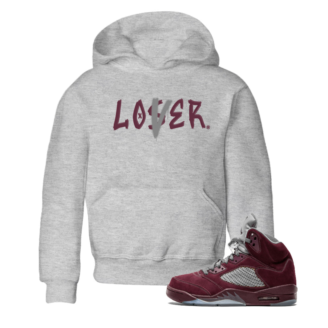 Loser Lover Kids Tops - Air Jordan 5 Burgundy