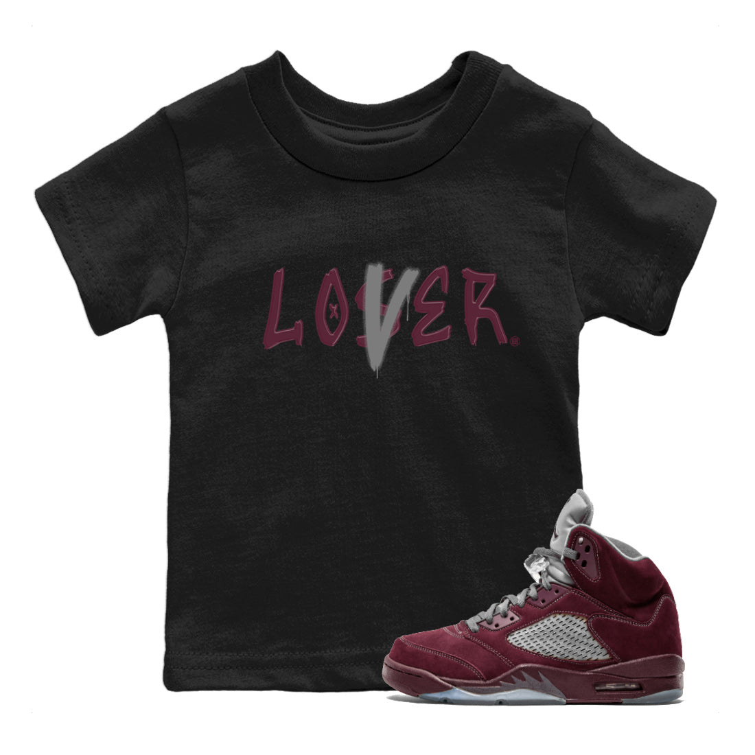 Loser Lover Kids Tops - Air Jordan 5 Burgundy
