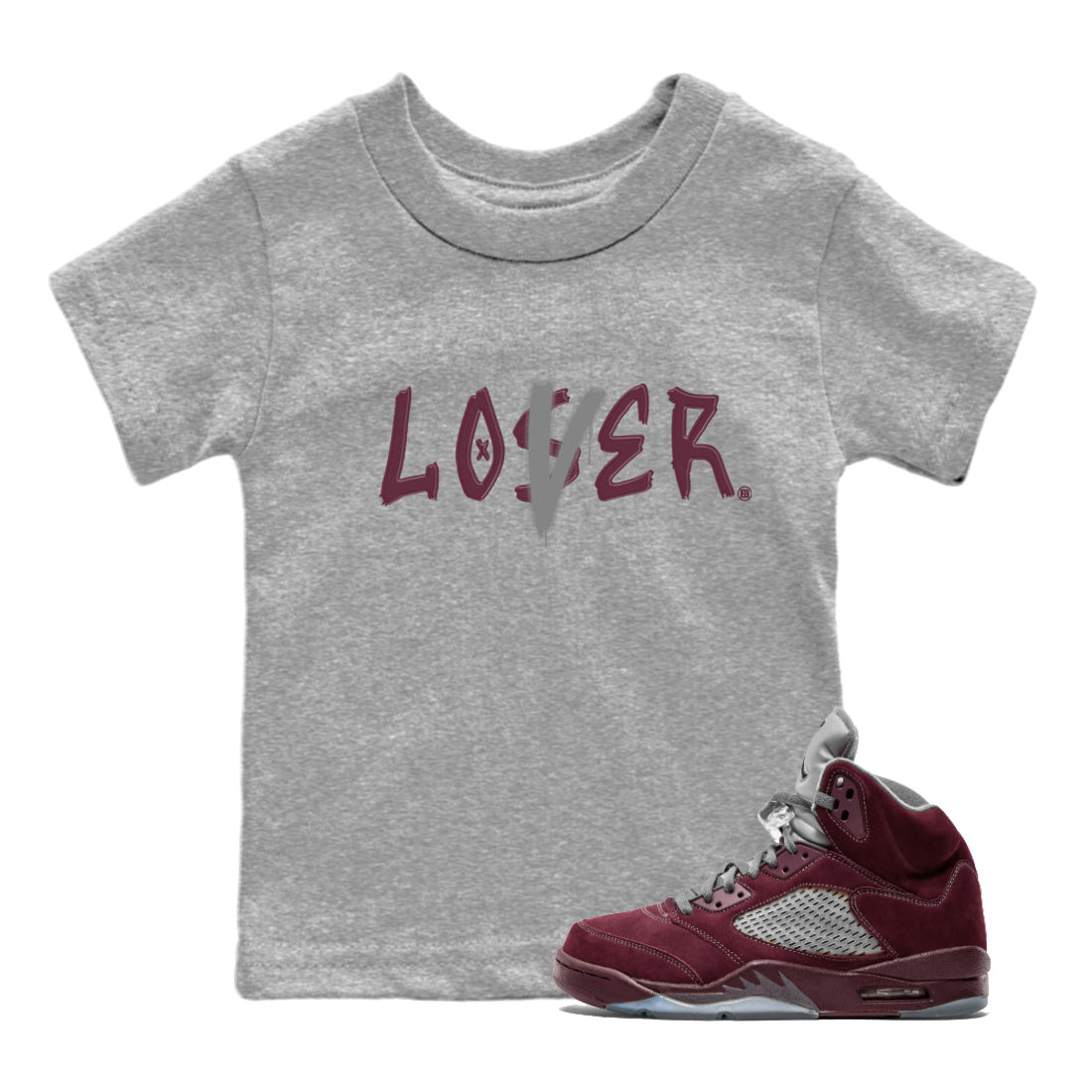 Loser Lover Kids Tops - Air Jordan 5 Burgundy
