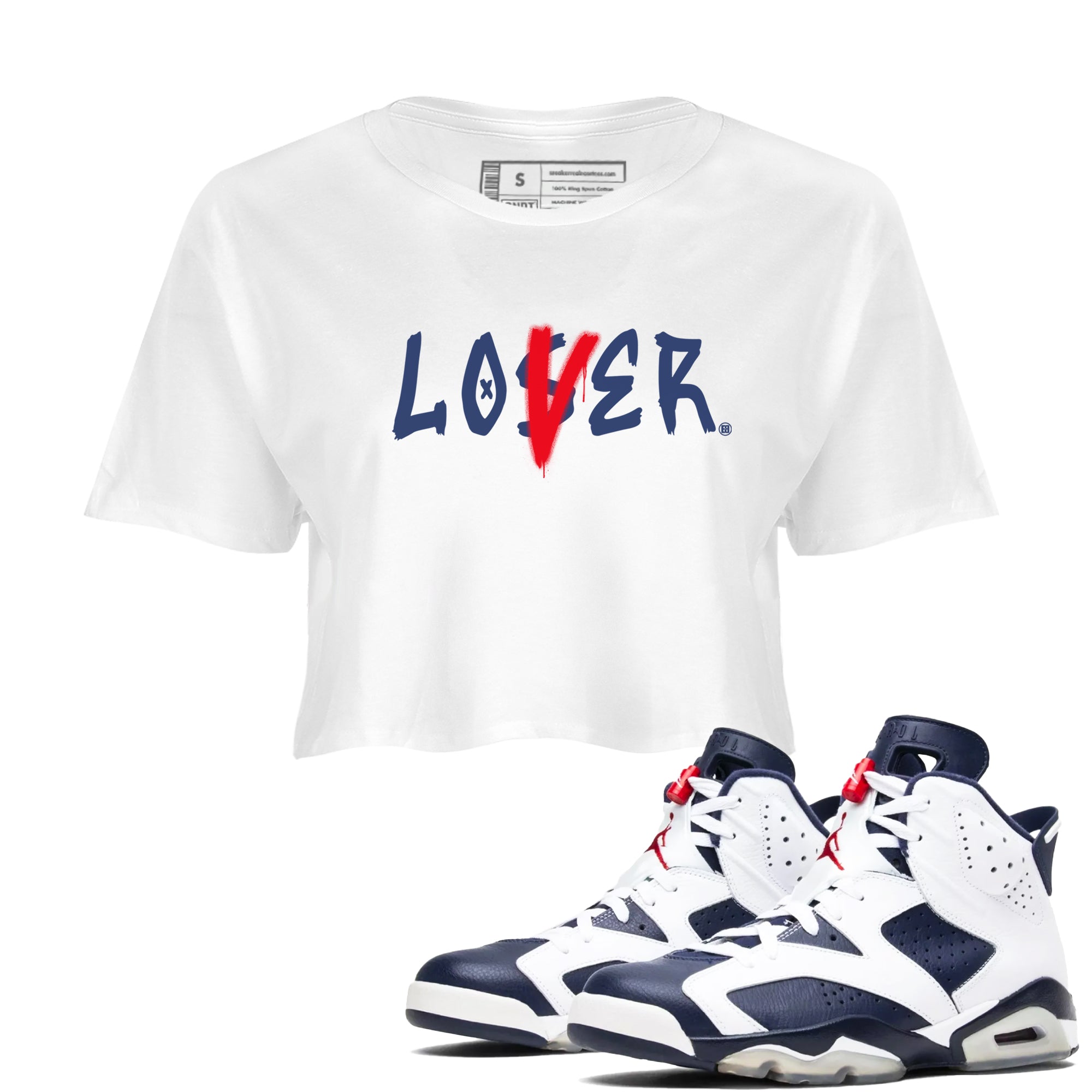 Loser Lover snkmatch Women's Top - Air Jordan 6 White And Midnight Navy