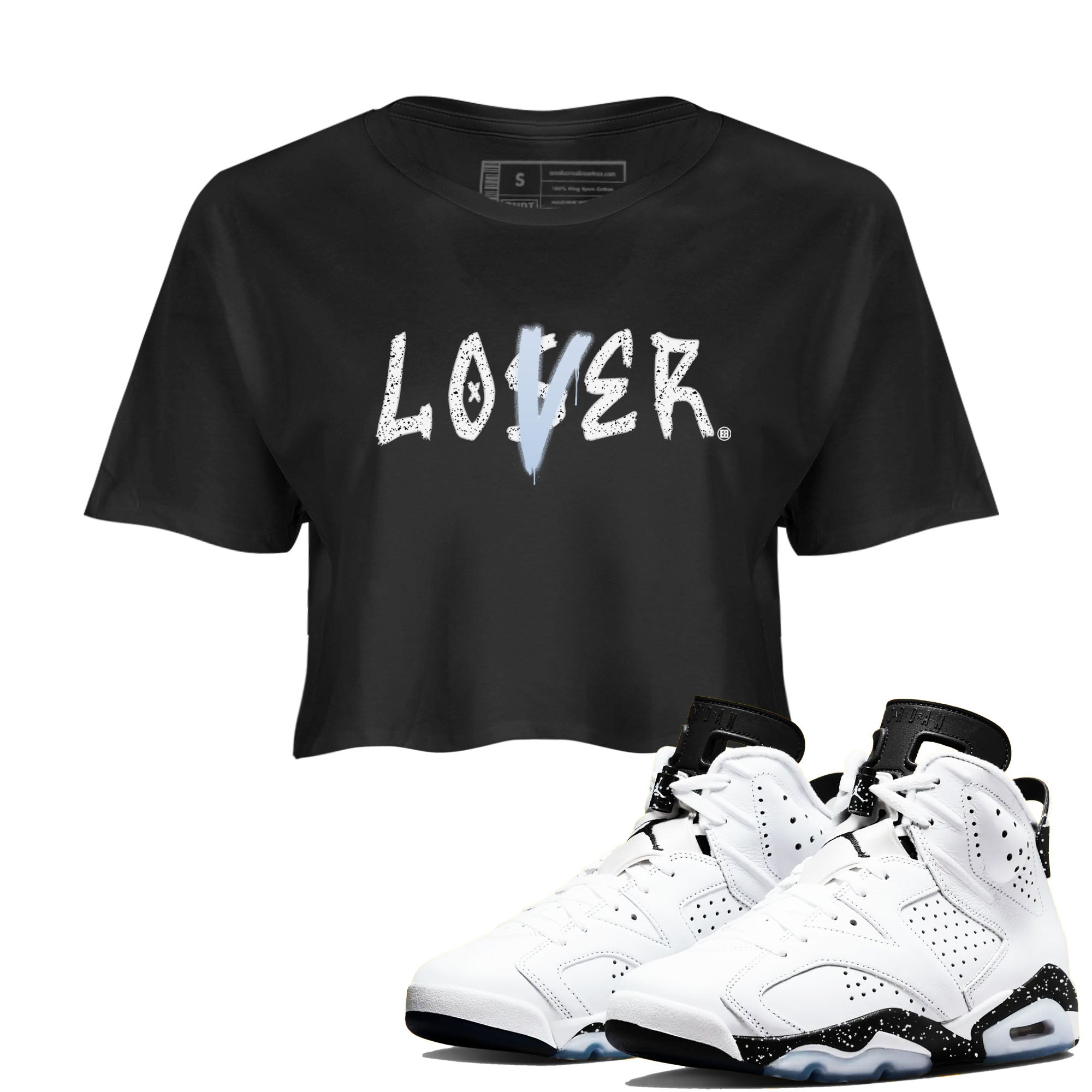 Loser Lover snkmatch Women's Top - Air Jordan 6 White Black