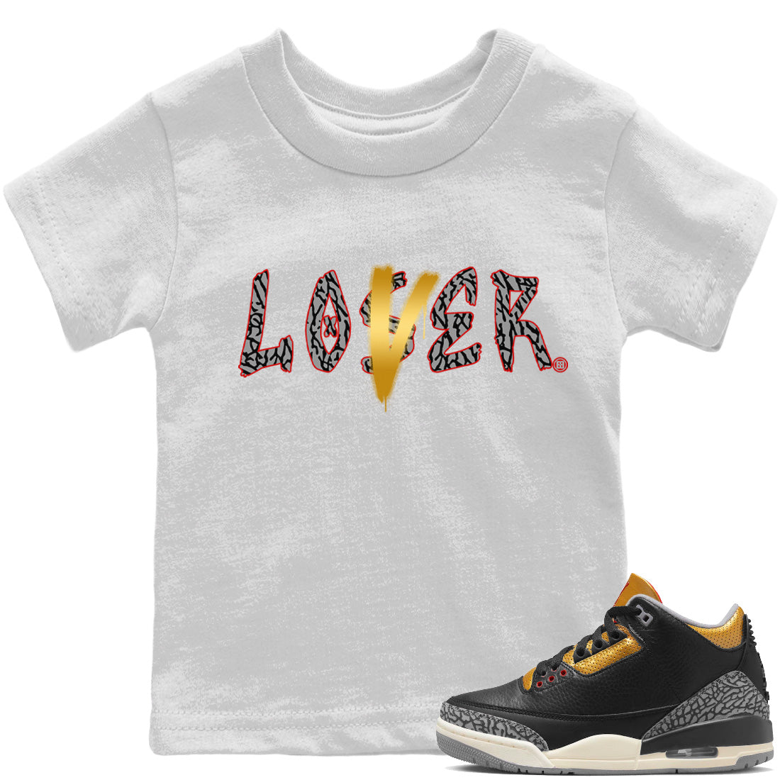 Loser Lover Kids Tops - Air Jordan 3 Black Gold