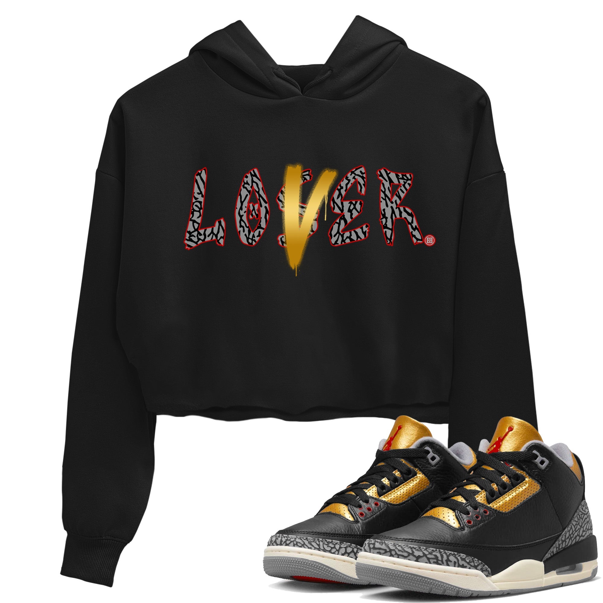 Loser Lover Women's Tops - Air Jordan 3 Black Gold