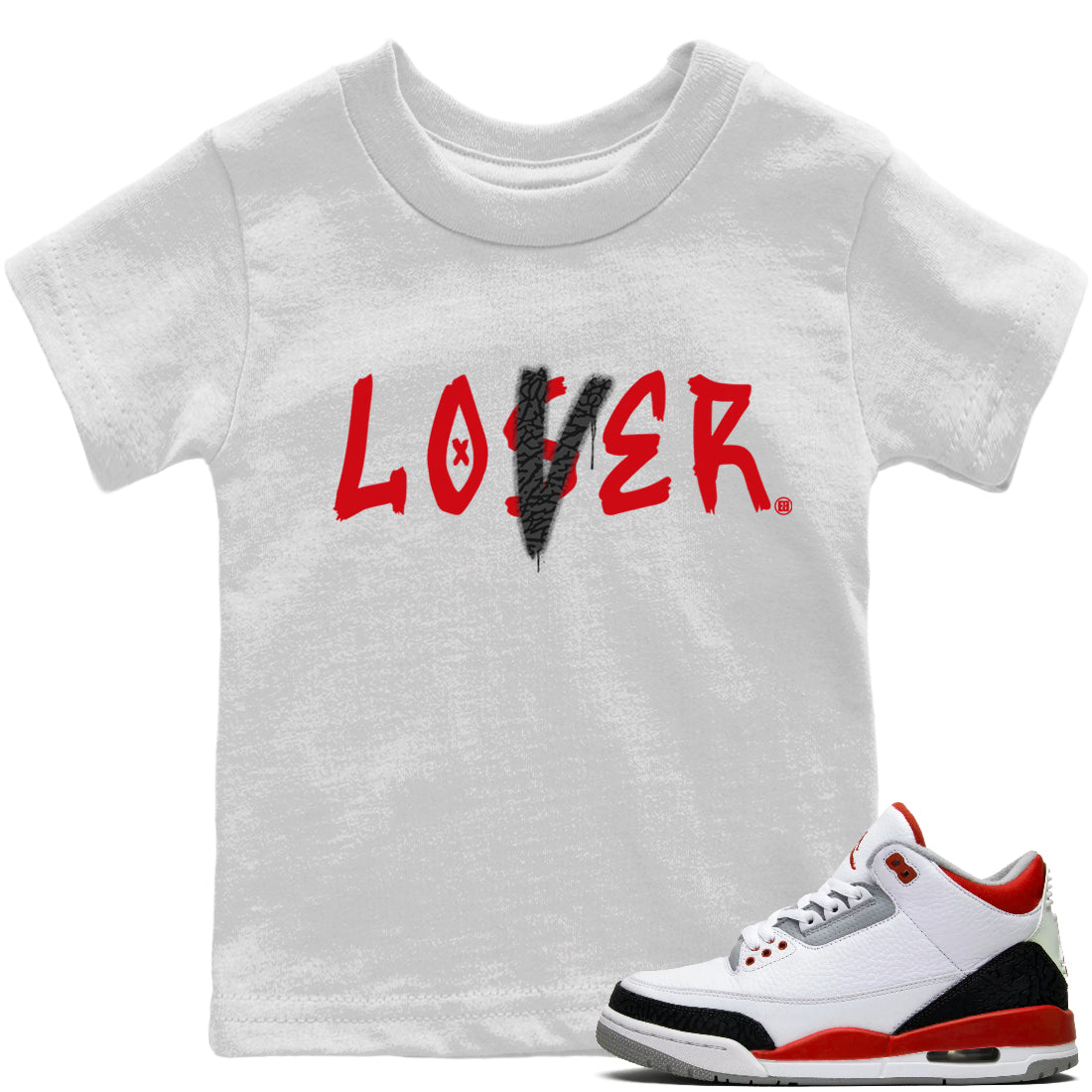 Loser Lover Kids Tops - Air Jordan 3 Fire Red