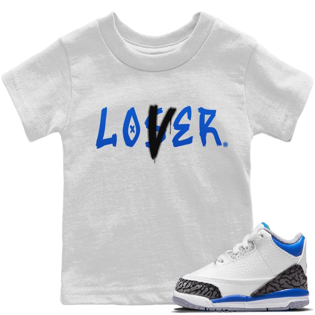 Loser Lover Kids Tops - Air Jordan 3 Racer Blue