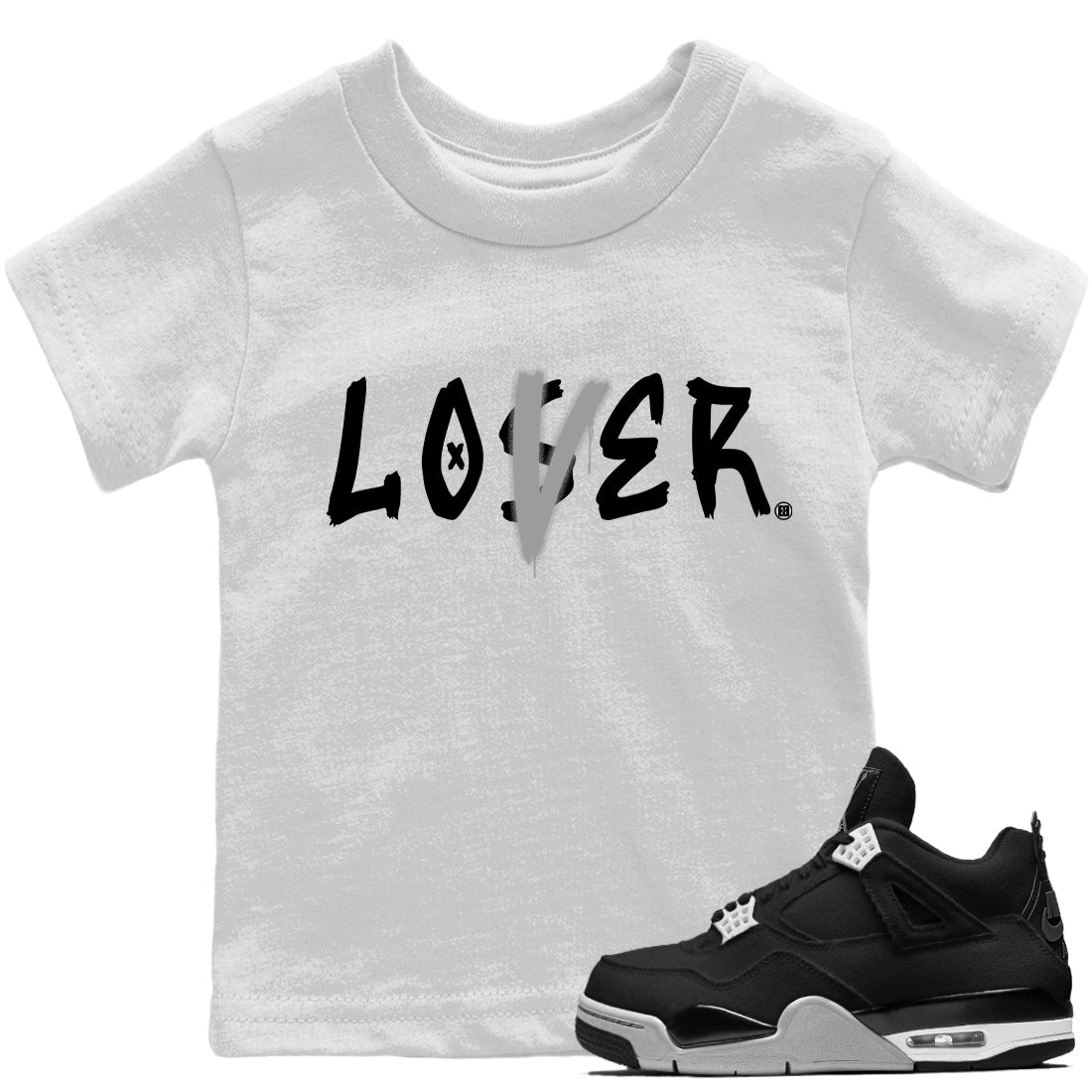 Loser Lover Kids Tops - Air Jordan 4 Black Canvas