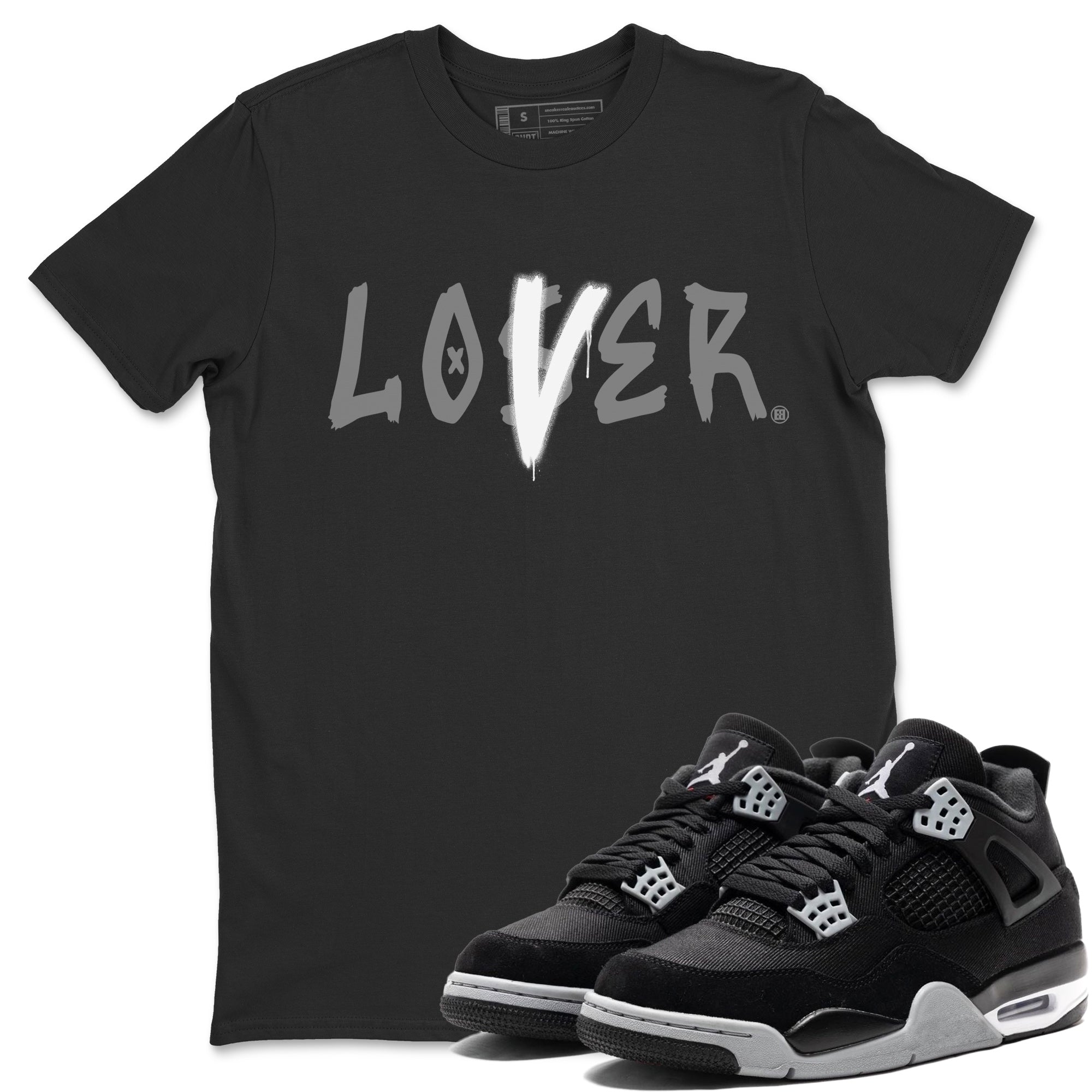 Loser Lover Unisex Tops - Air Jordan 4 Black Canvas