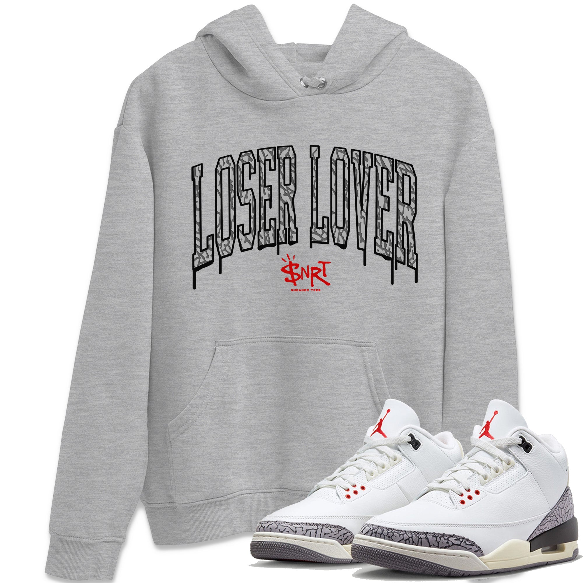 Loser Lover Letter Unisex Tops - Air Jordan 3 White Cement