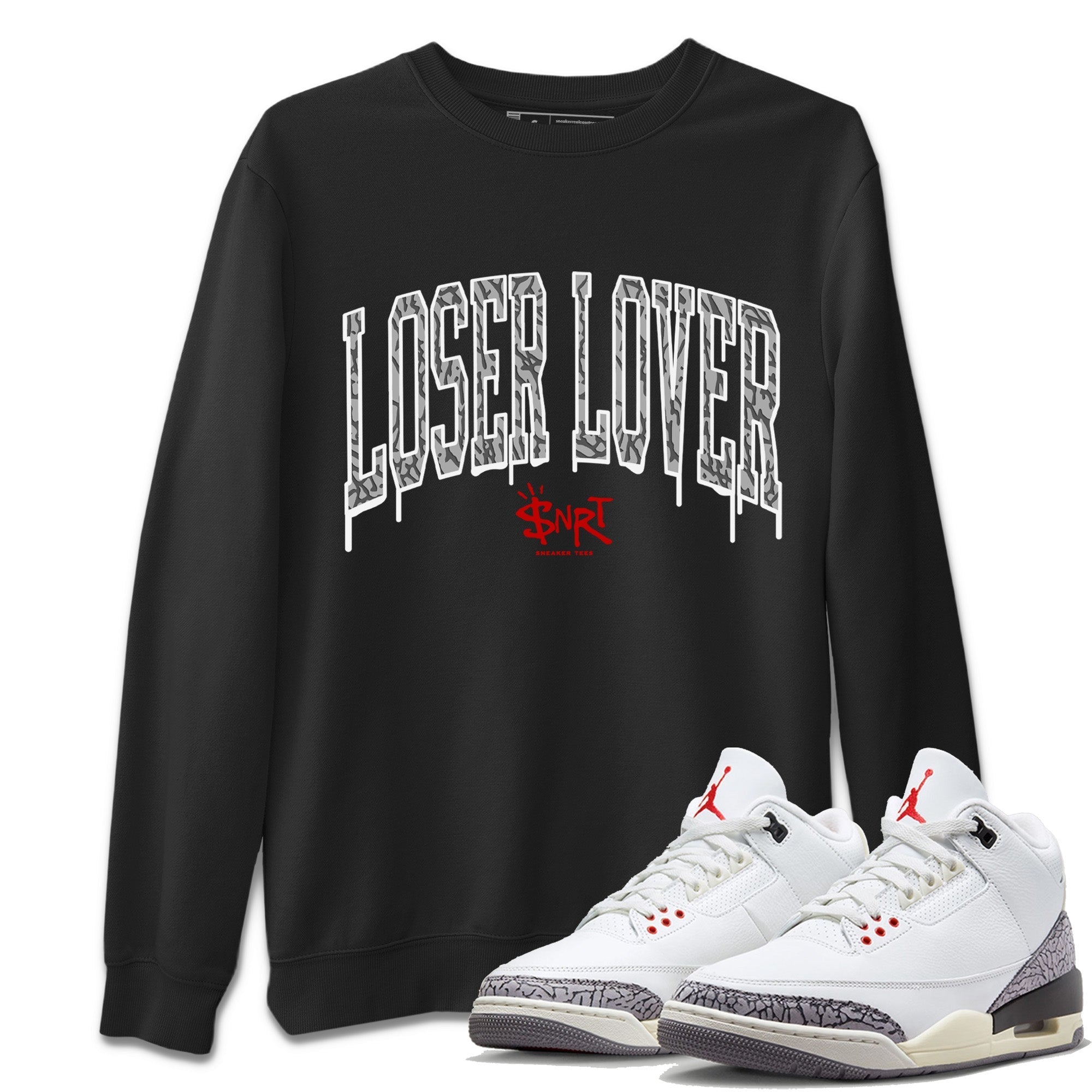 Loser Lover Letter Unisex Tops - Air Jordan 3 White Cement