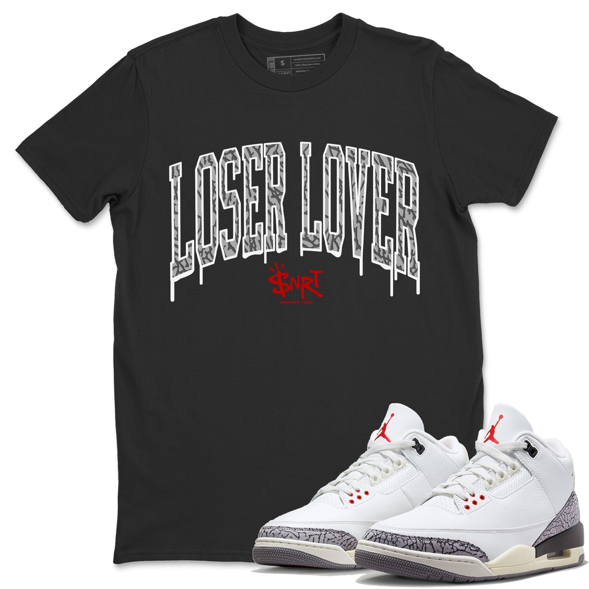 Loser Lover Letter Unisex Tops - Air Jordan 3 White Cement