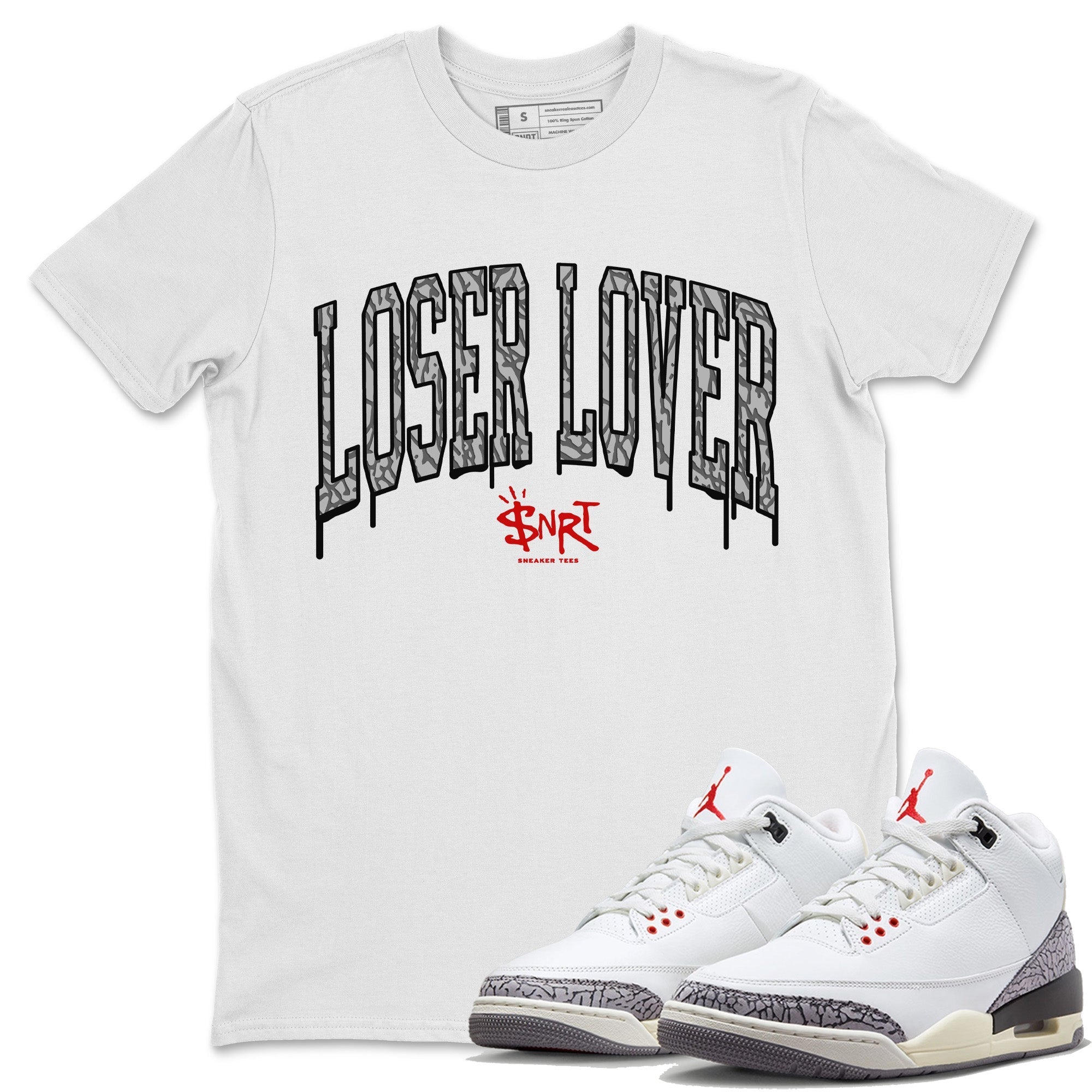 Loser Lover Letter Unisex Tops - Air Jordan 3 White Cement