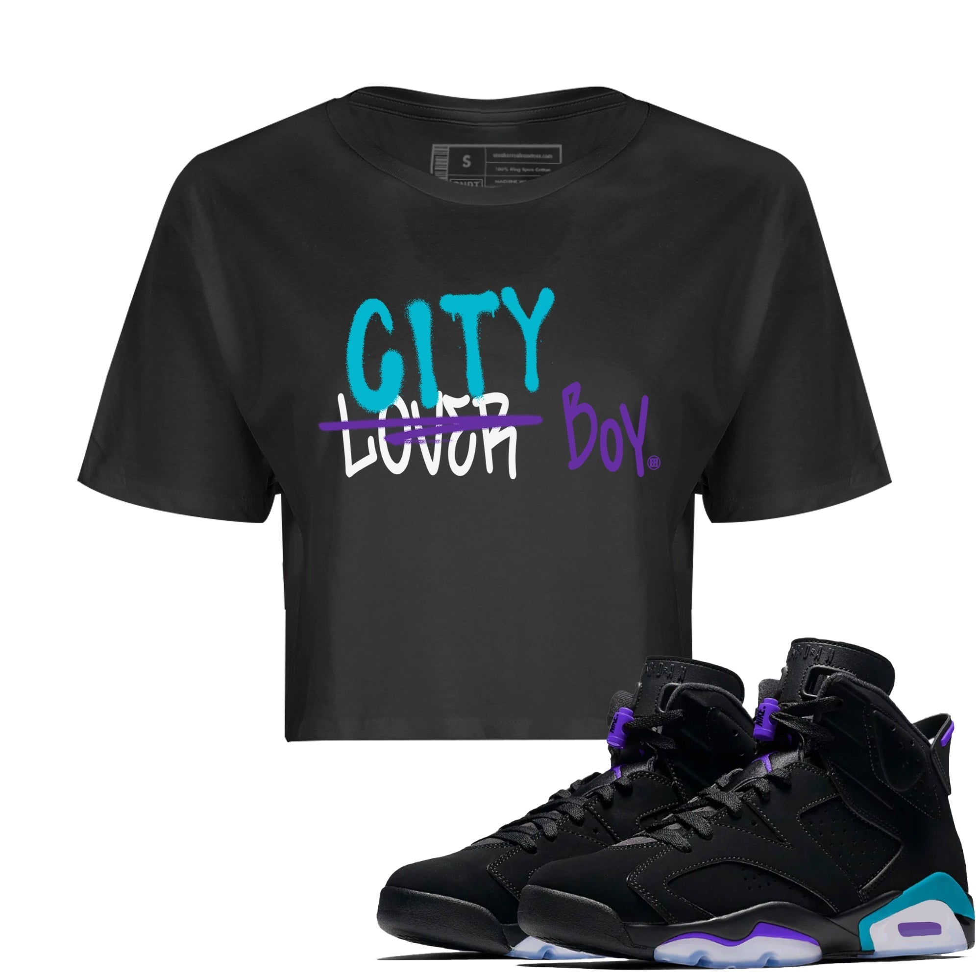 Loser X City Boy Women's Tops - Air Jordan 6 Aqua