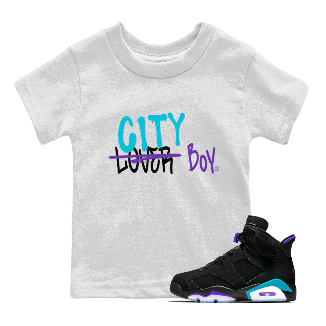 Loser X City Boy Kids Tops - Air Jordan 6 Aqua
