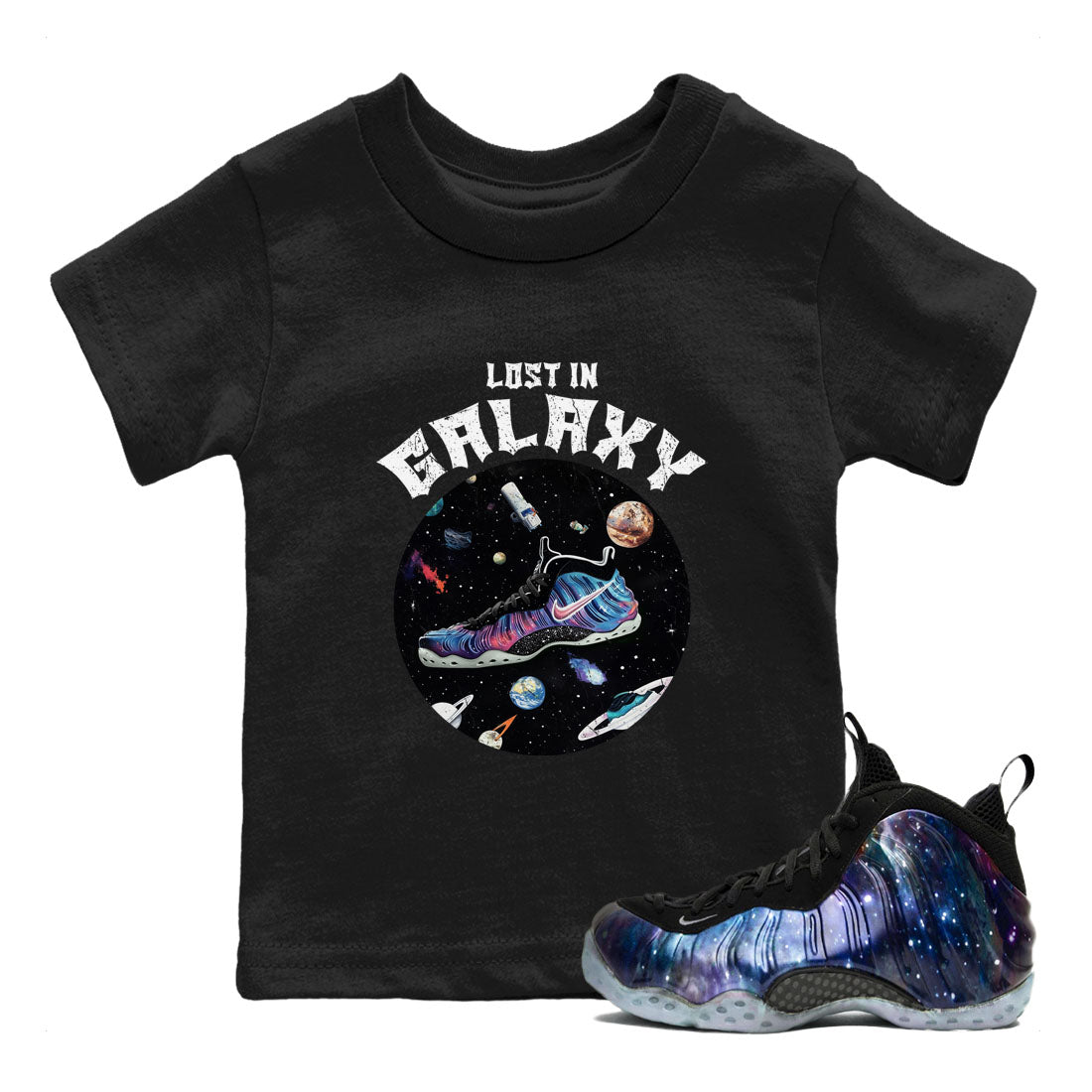 Lost In Galaxy snkmatch Tees Kids - Air Foamposite One Galaxy