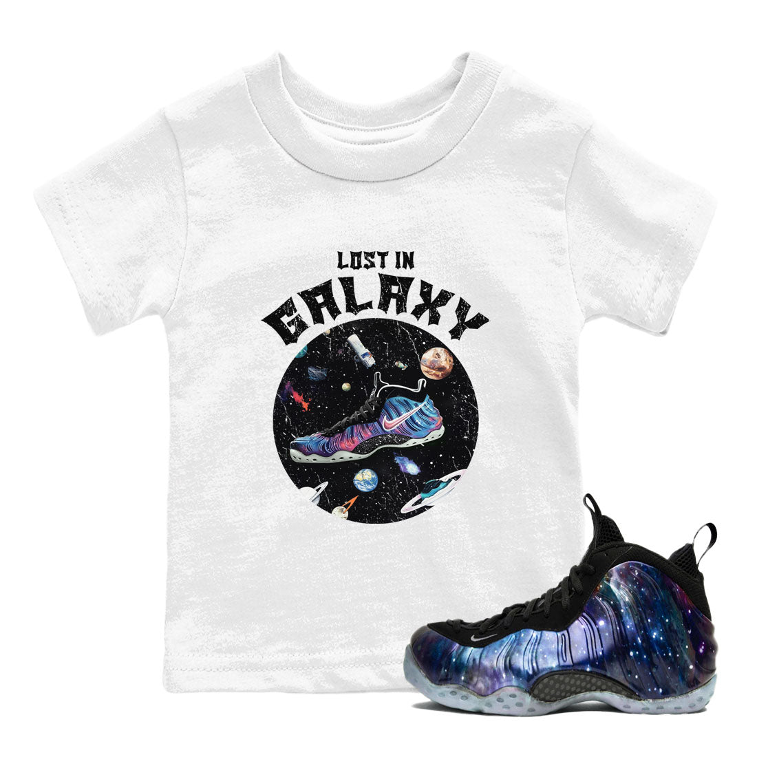 Lost In Galaxy snkmatch Tees Kids - Air Foamposite One Galaxy