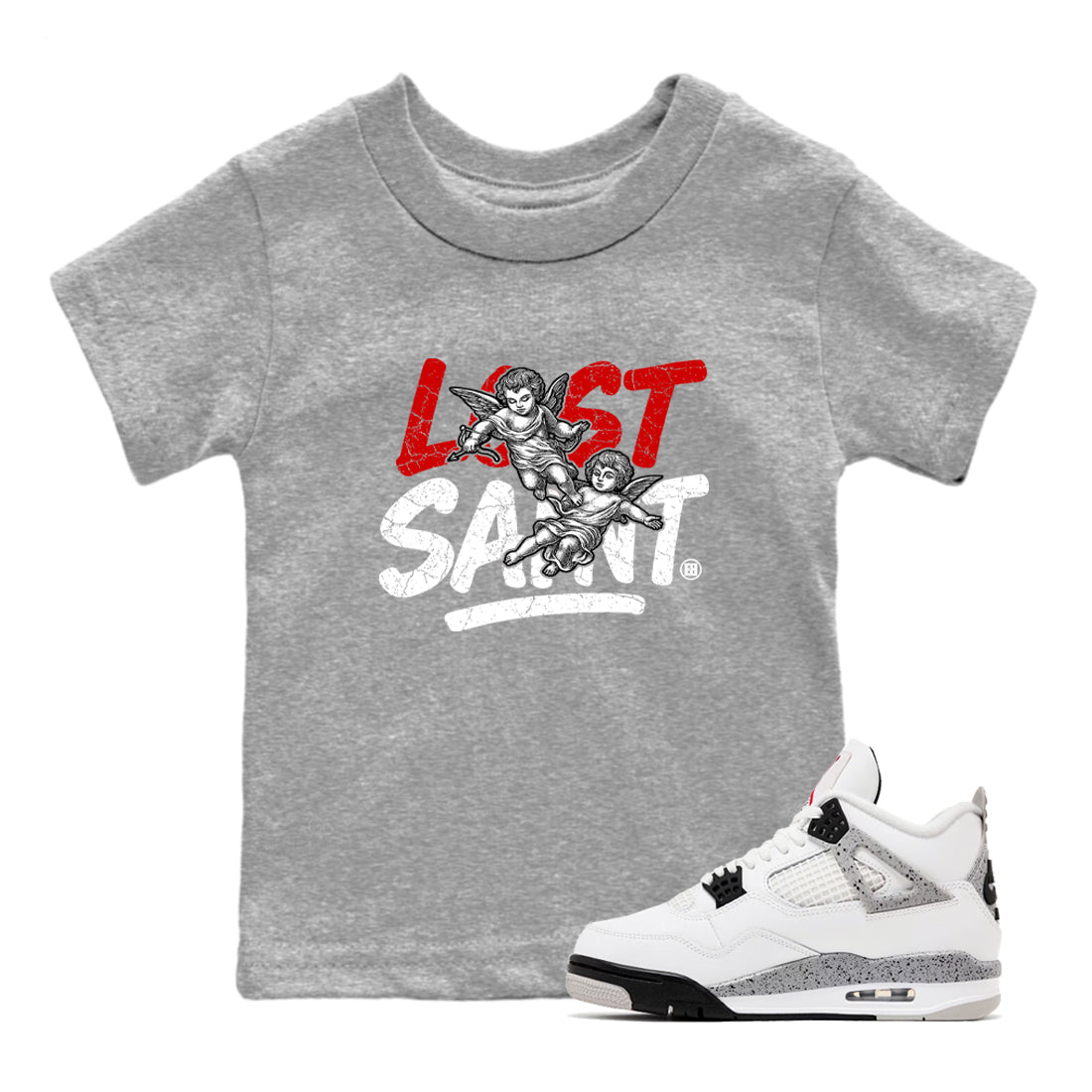 Lost Saint snkmatch Tees Kids - Air Jordan 4 White Cement