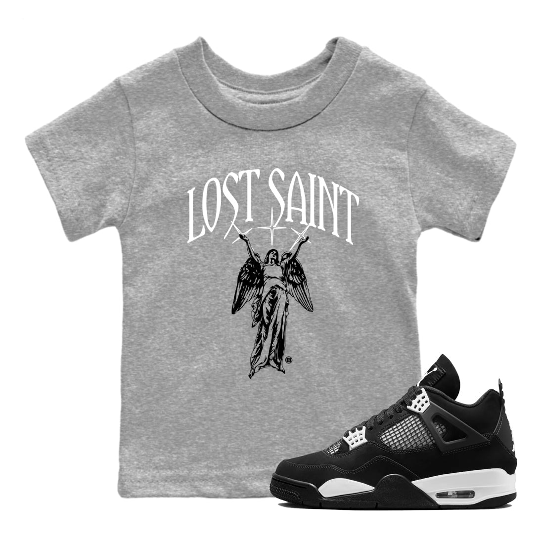 Lost Saint snkmatch Tees Kids - Air Jordan 4 White Thunder