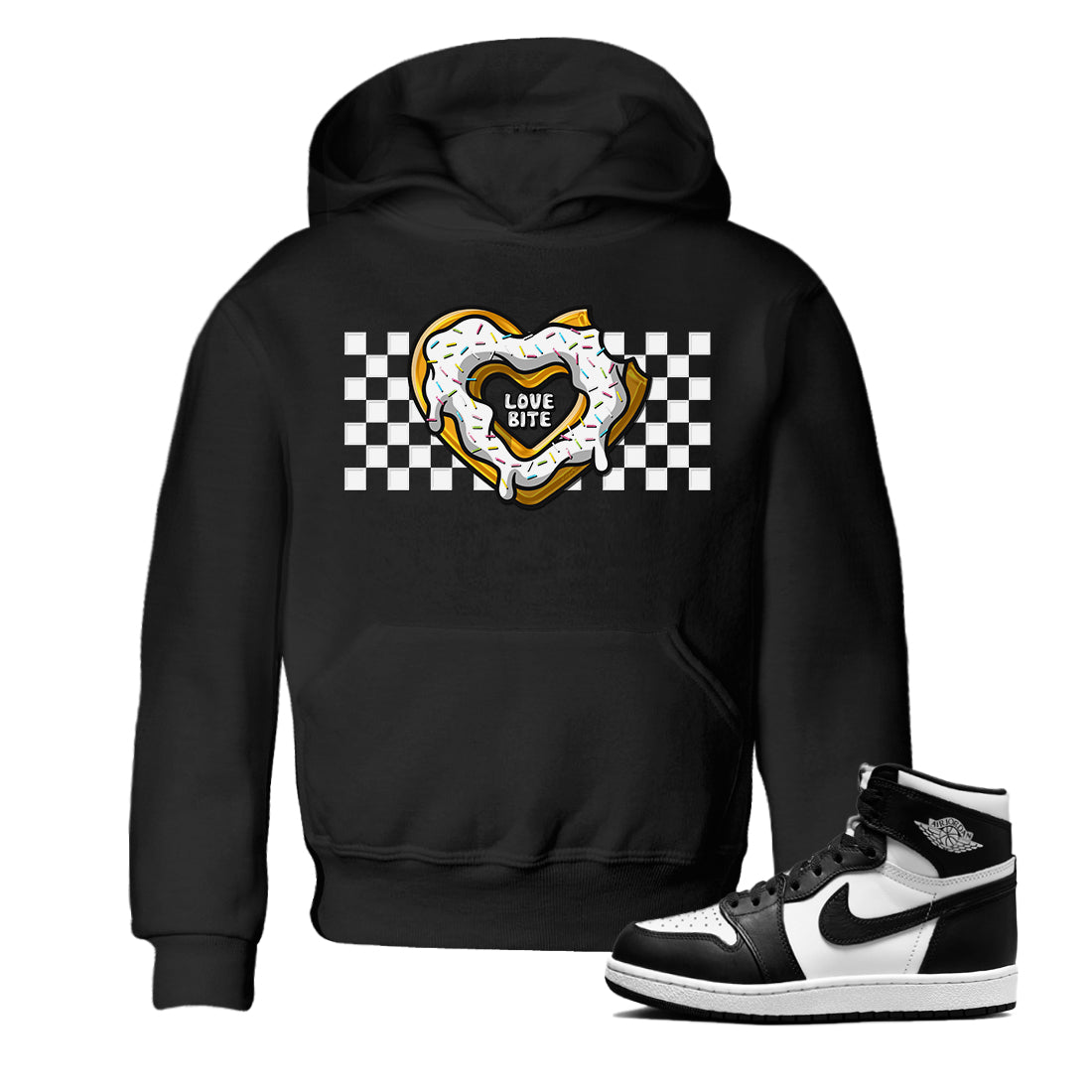 Love Bite Kids Tops - Air Jordan 1 Black White