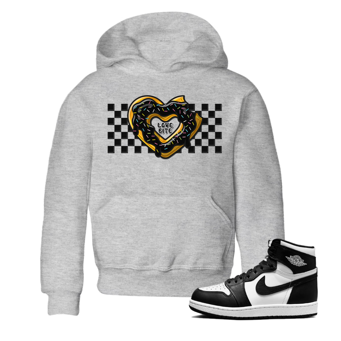 Love Bite Kids Tops - Air Jordan 1 Black White