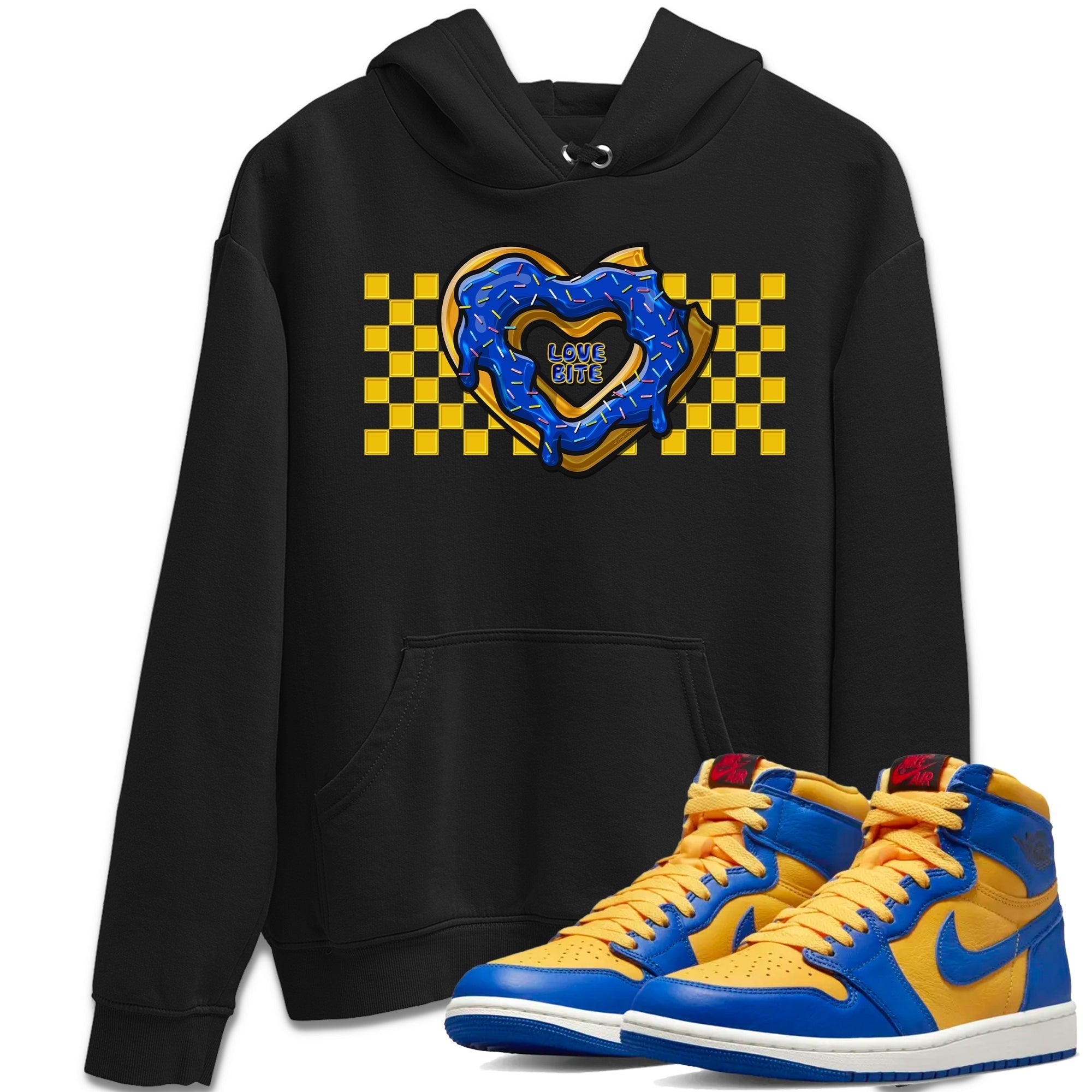 Love Bite Unisex Tops - Air Jordan 1 Game Royal Varsity Maize