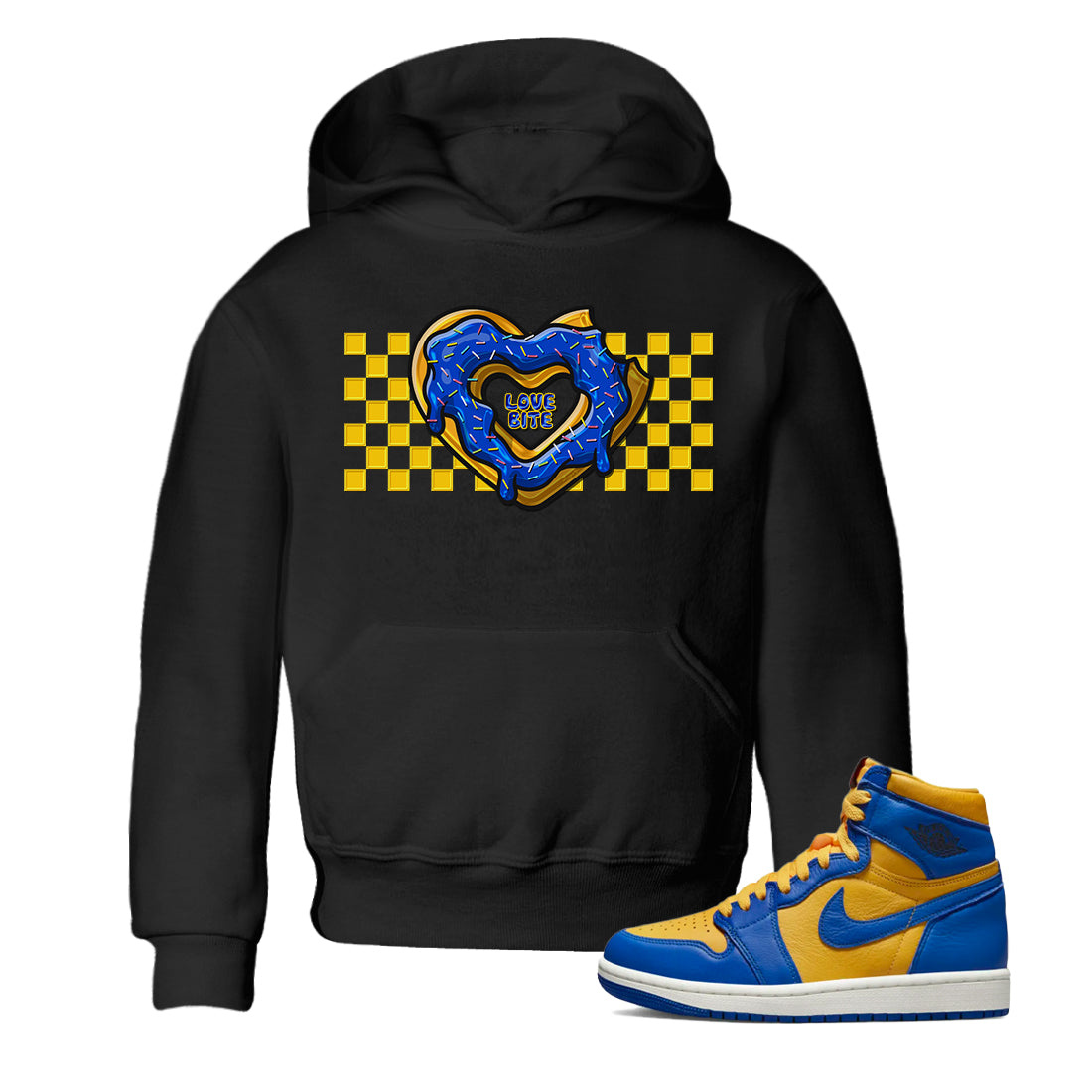 Love Bite Kids Tops - Air Jordan 1 Game Royal Varsity Maize