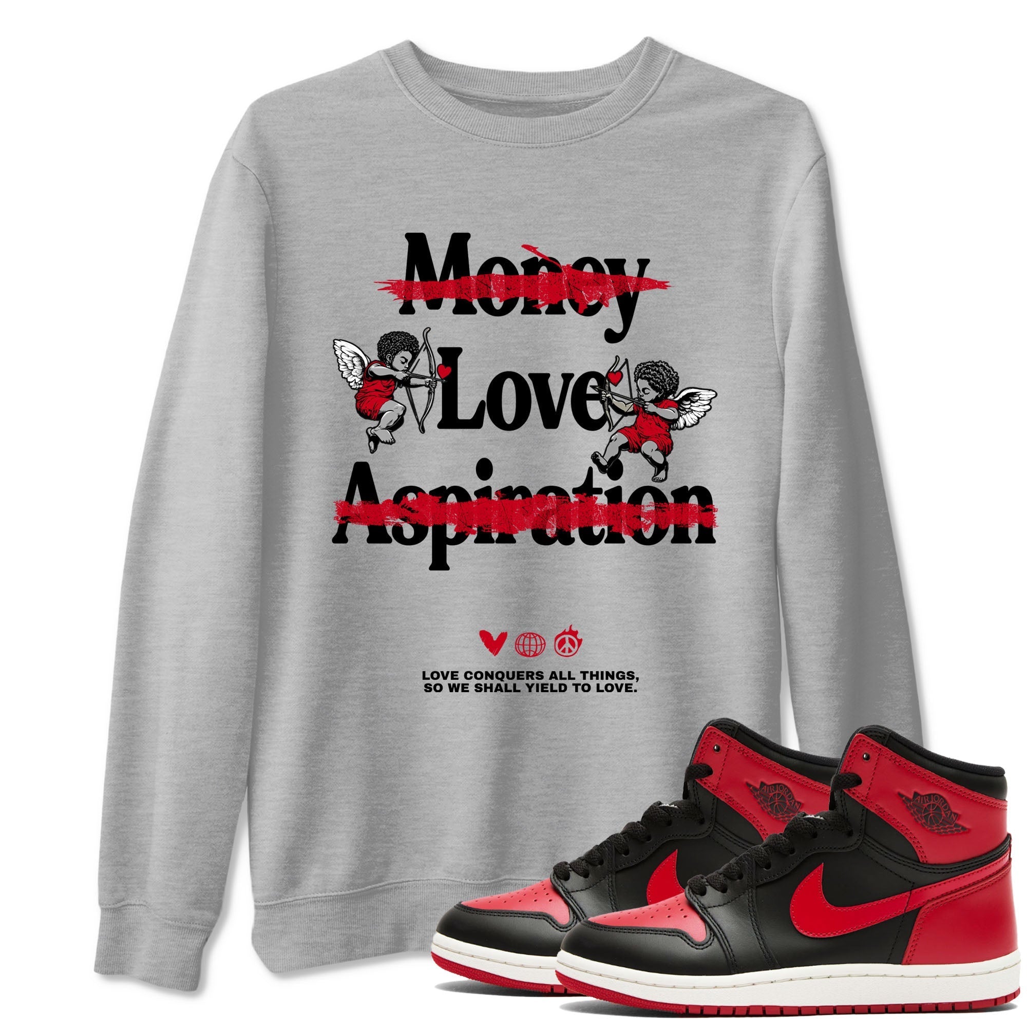 Love Conquers All Things snkmatch Tees - Air Jordan 1 '85 Bred