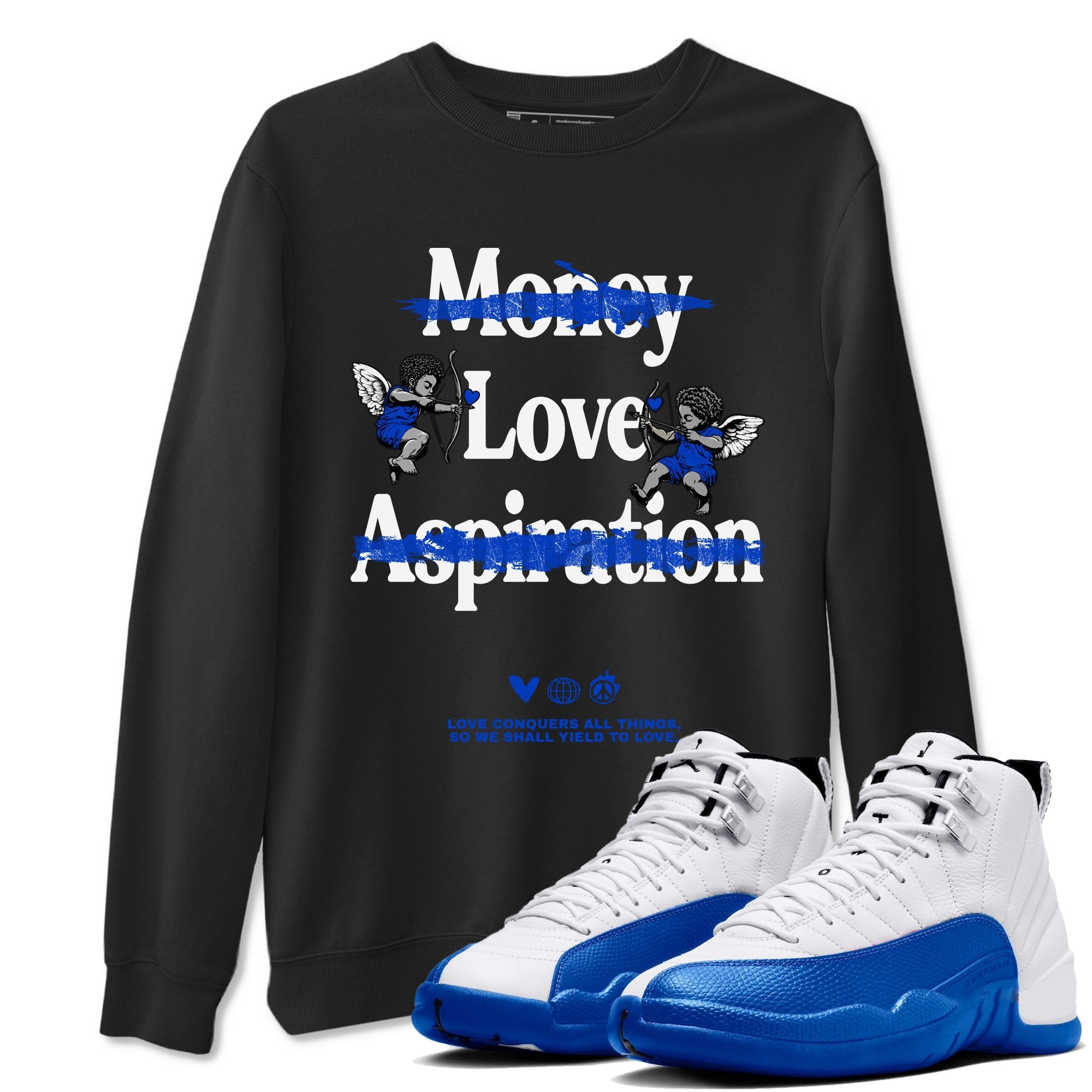 Love Conquers All Things snkmatch Tees - Air Jordan 12 Blueberry