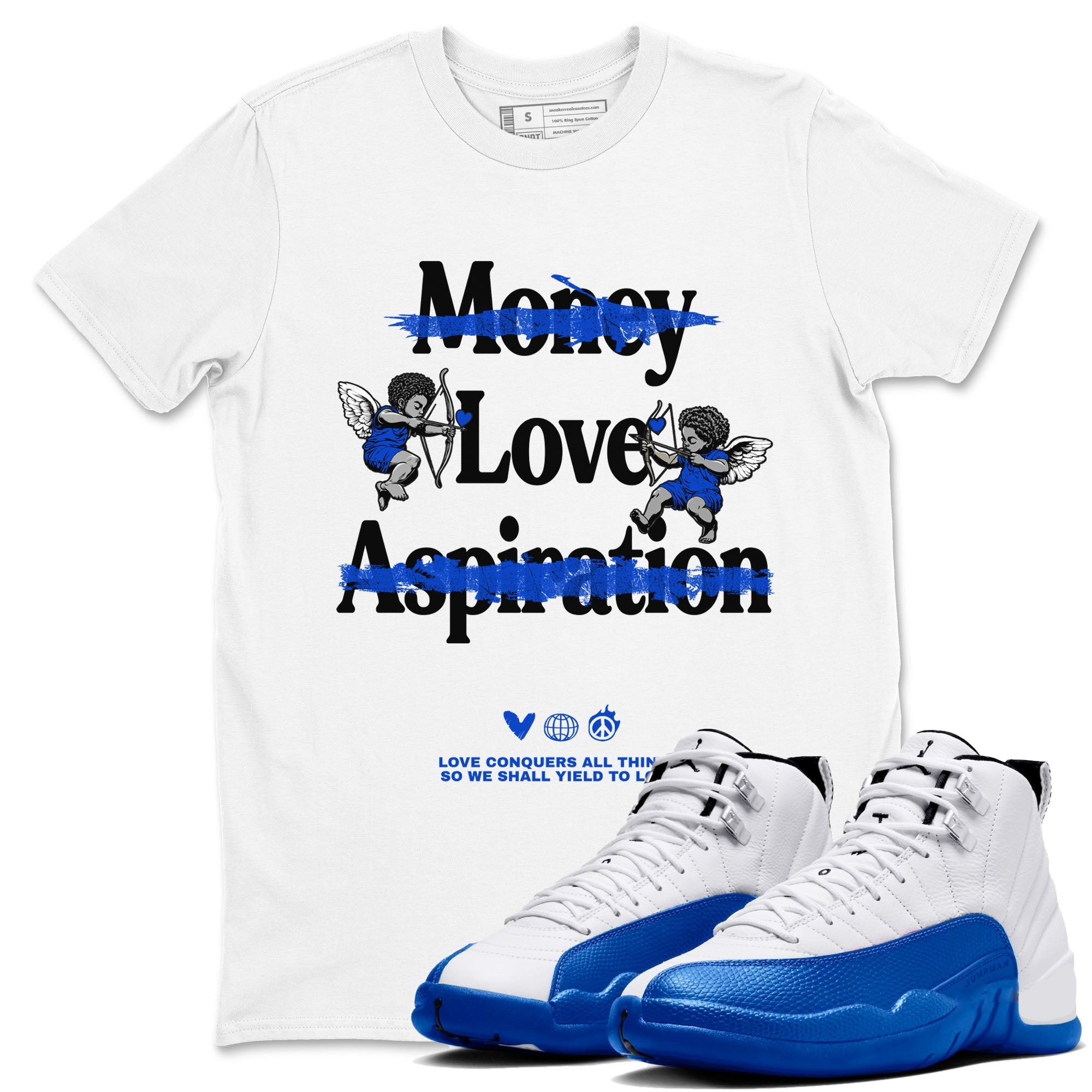 Love Conquers All Things snkmatch Tees - Air Jordan 12 Blueberry