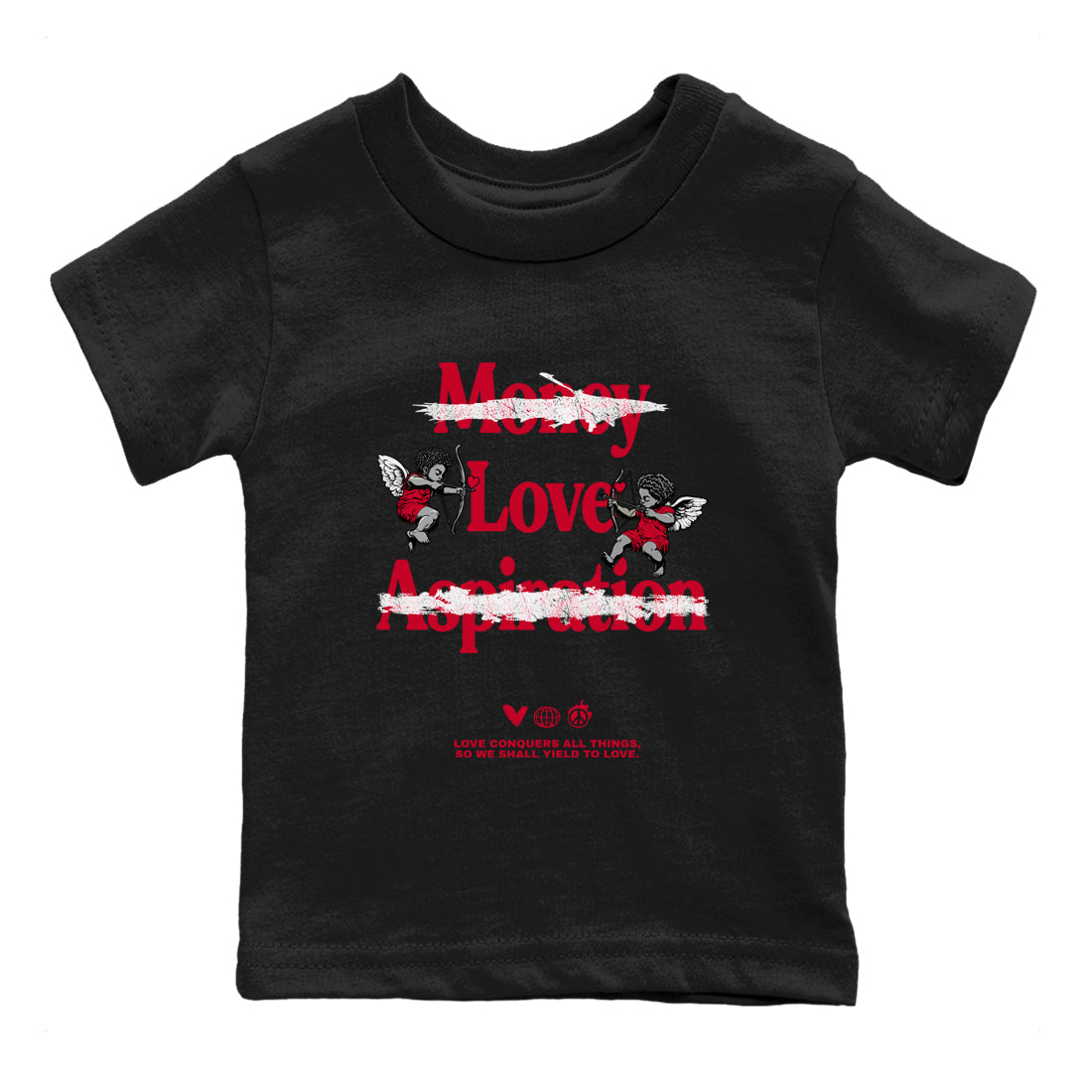 Love Conquers All Things snkmatch Tees Kids - Air Jordan 12 Flu Game